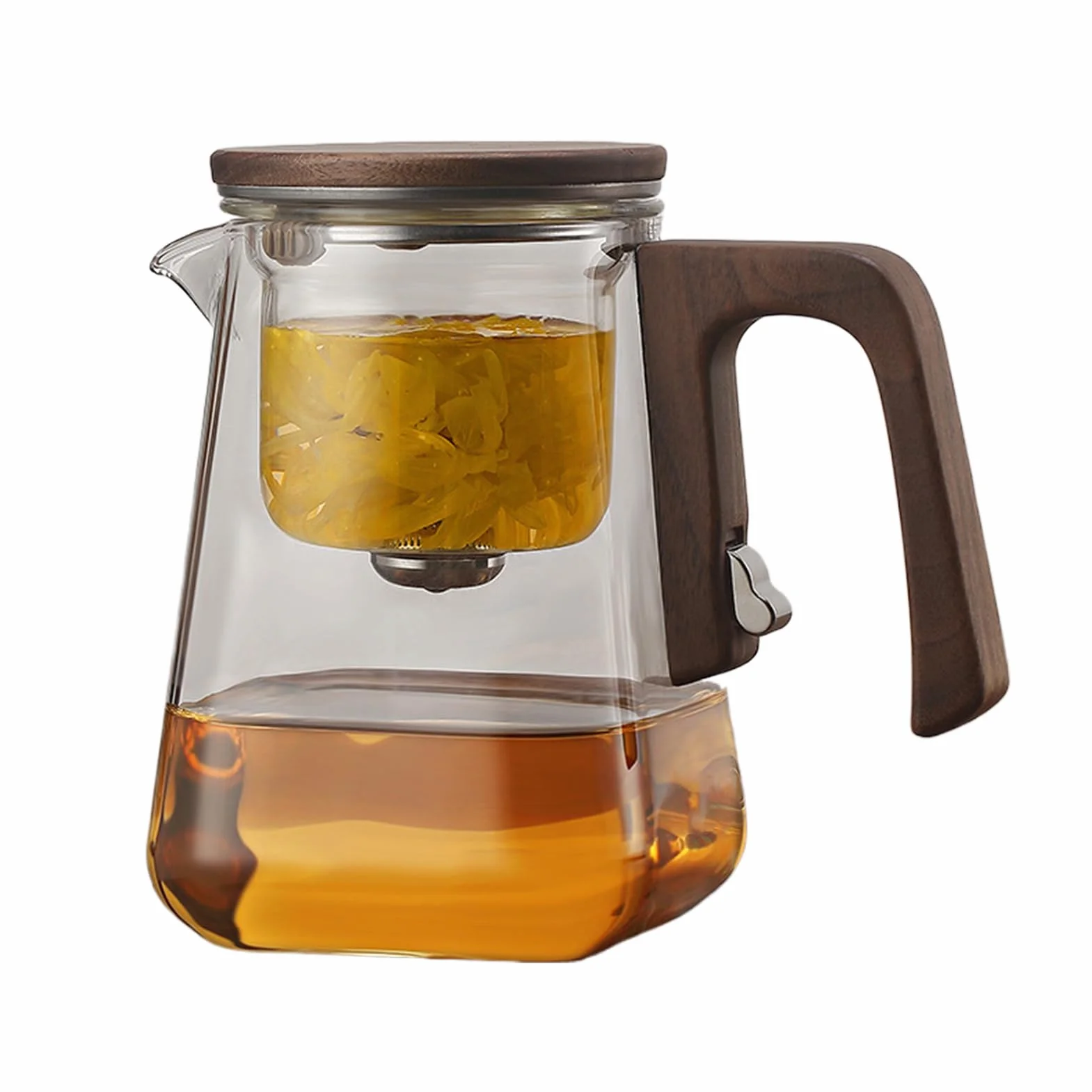 con infusores para té suelto, con infusor de vidrio con colador | Juego de té con filtro de vidrio multifuncional, magnética con mango de madera para el hogar y el comedor