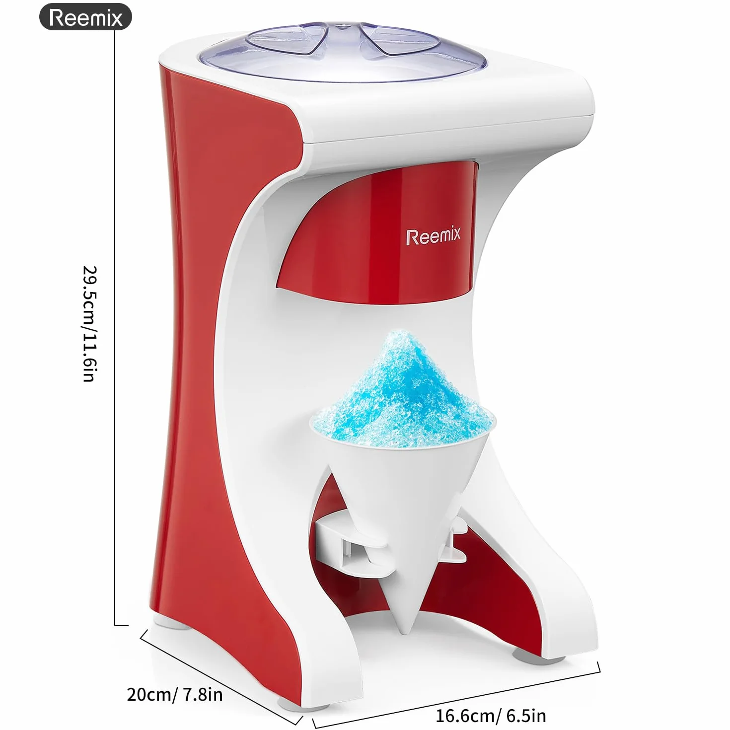 Máquina de hielo cepillada eléctrica Reemix, cuchillas acero inoxidable, antideslizante ventosa