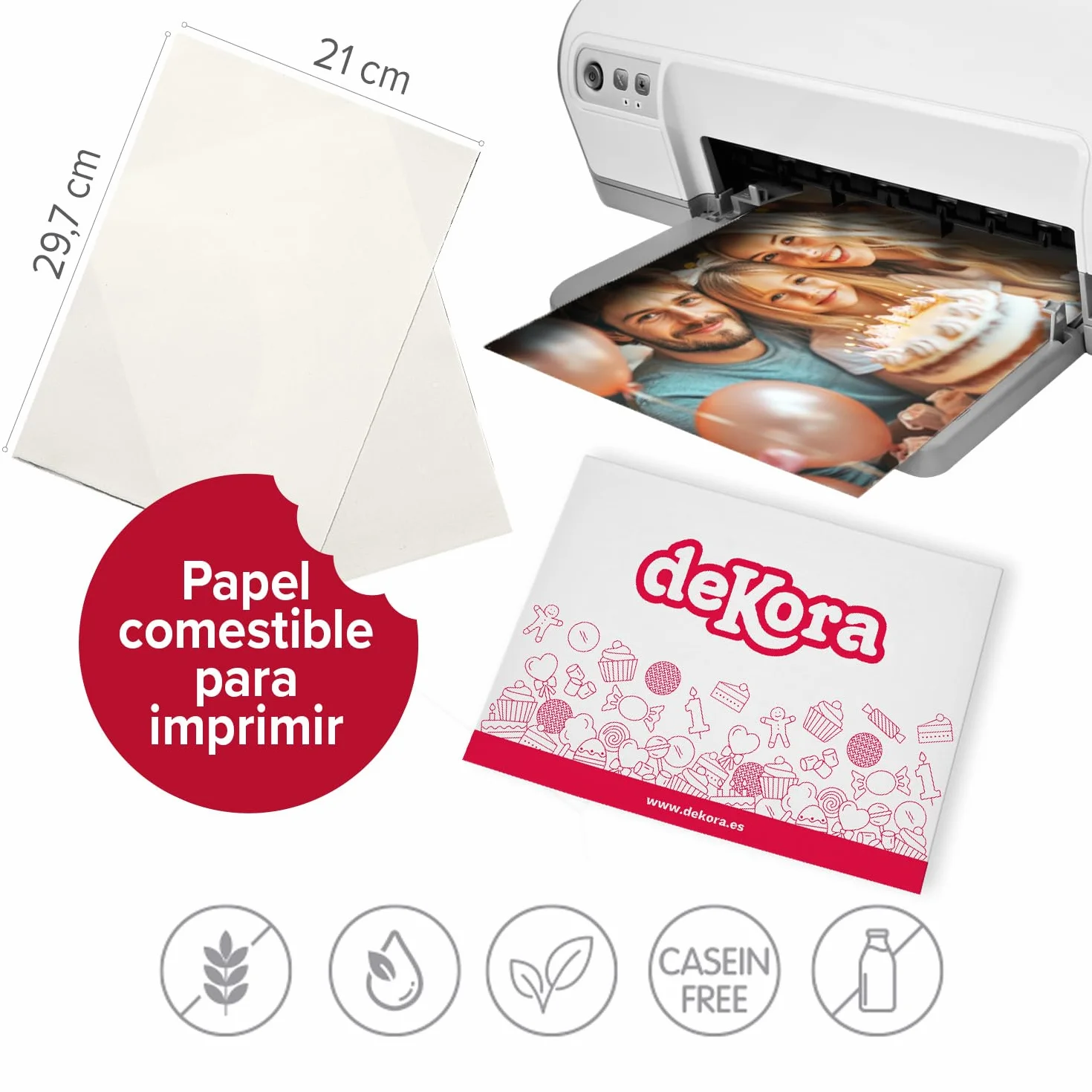 Papel Comestible A4 para Impresión 25 Hojas Papel de Almidón Compatible con Impresoras de Tinta Comestible Decoración Creativa para Tartas