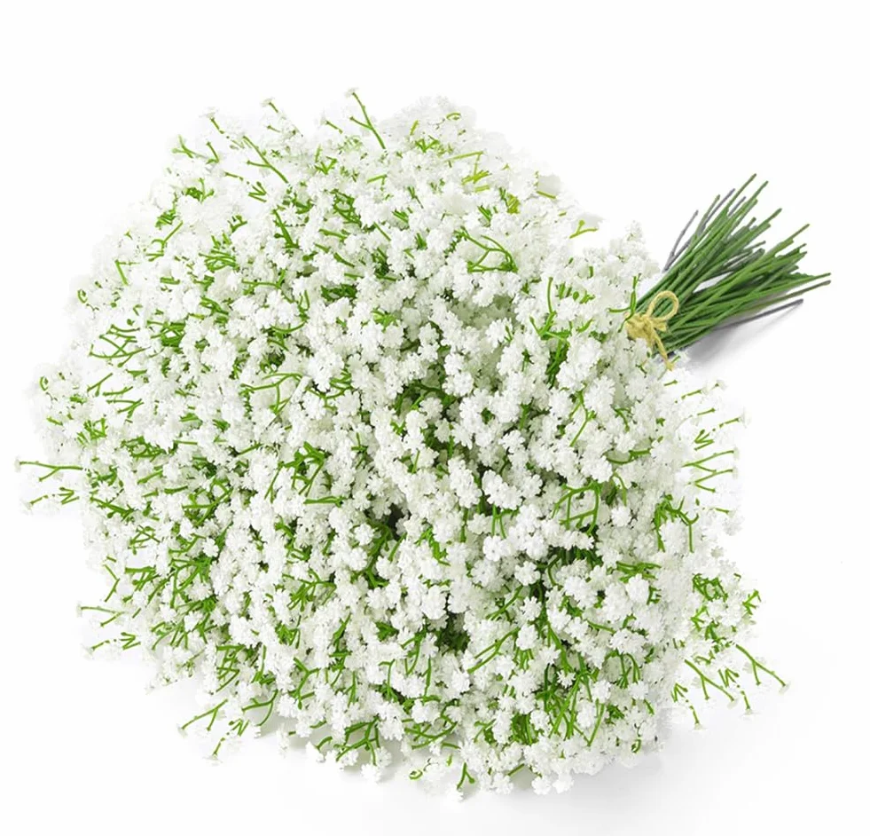 Gypsófila artificial tacto realista ramas flores blancas decoración interior boda arreglo floral