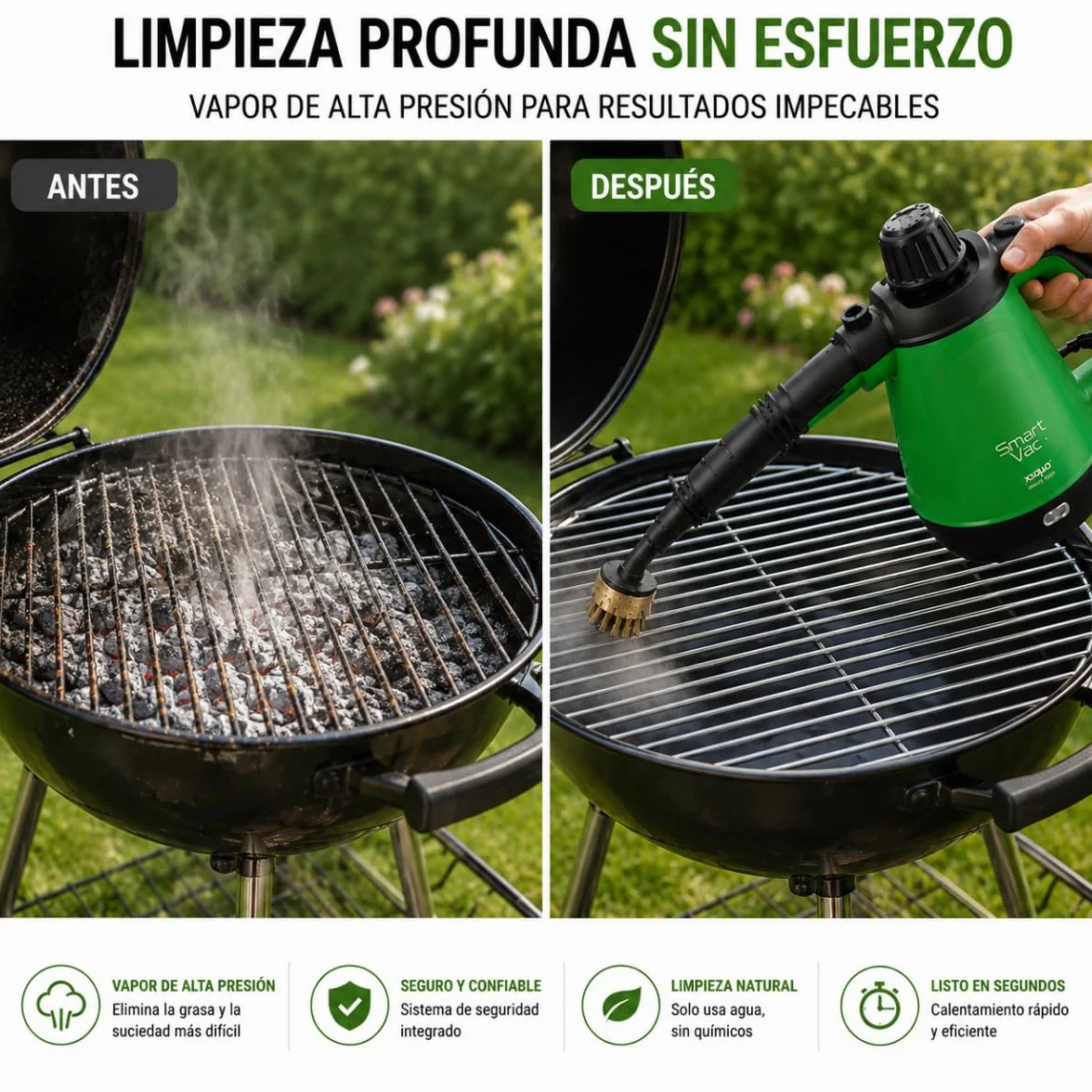 Limpiador a Vapor Multiusos Portátil 1200W 5 en 1 Presurizada con Accesorios - Xsquo