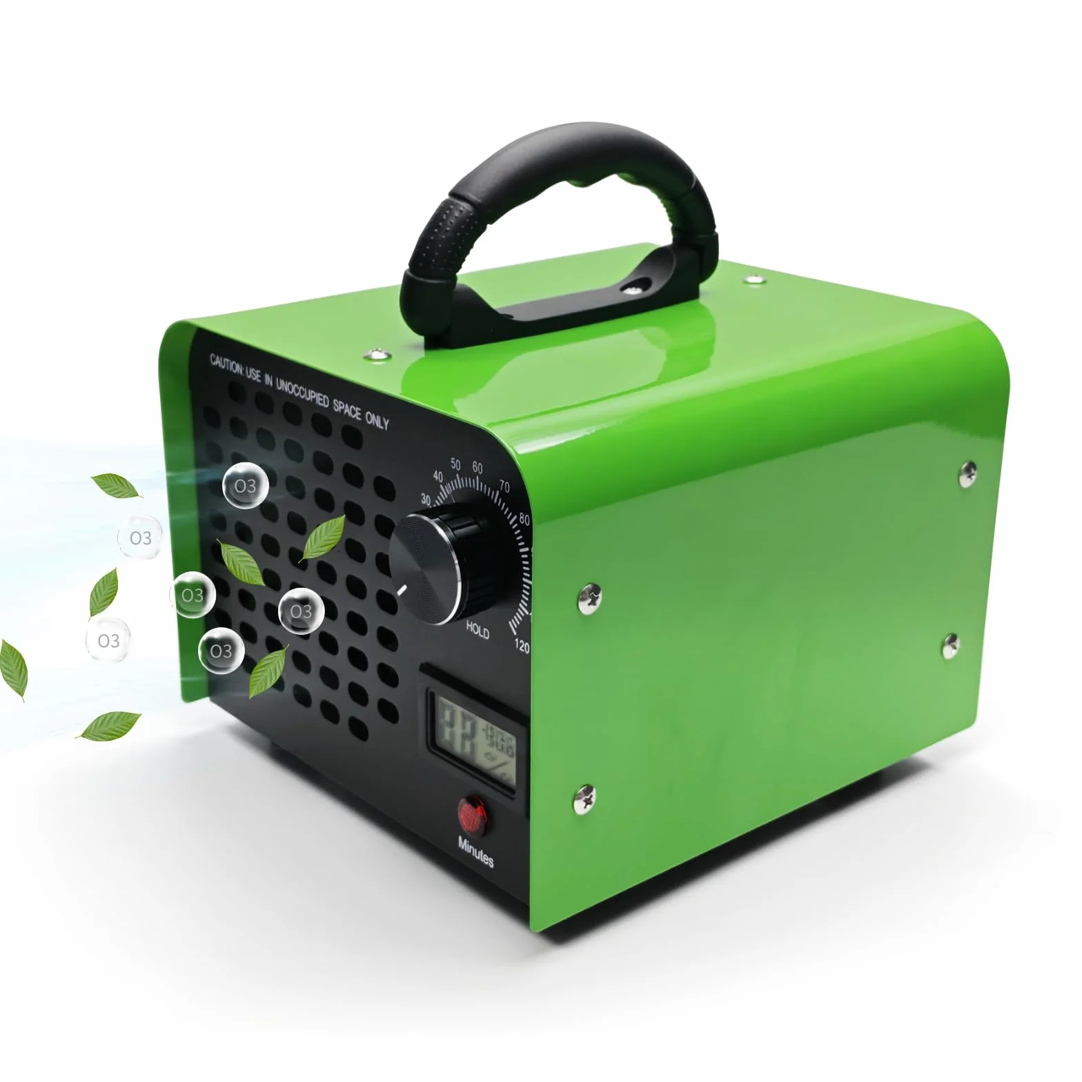 DawnMeet Generador de Ozono 40000mg/h 300㎡ Máquina Ozono Termohigrómetro Temporizador 120 Minutos Verde
