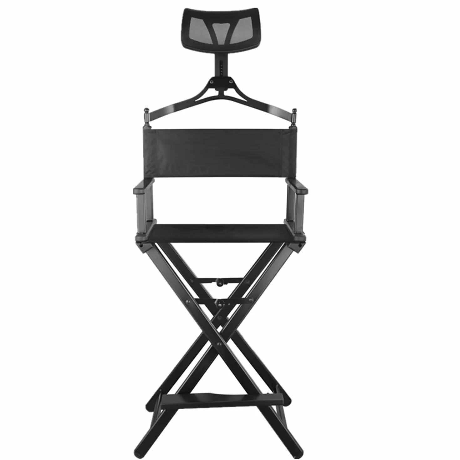 Silla de director Silla de artista de maquillaje con reposacabezas, Silla de director plegable, Silla portátil de aluminio, Silla de director plegable Silla de artista de maquillaje ( Color : Negro )