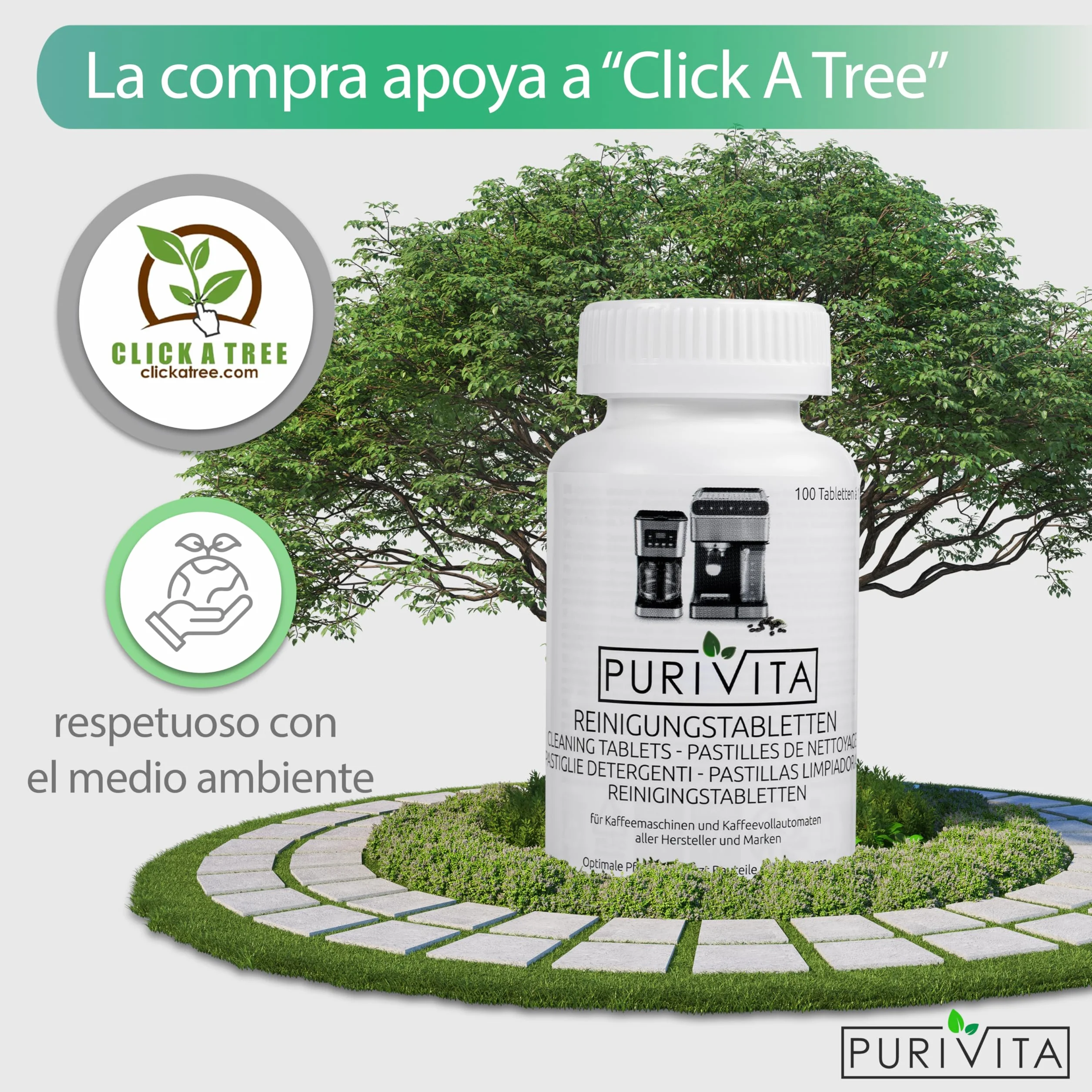 PURIVITA® Pastillas descalcificadoras para cafeteras Delonghi, Krups, Jura, Senseo, Nespresso - 30 pastillas