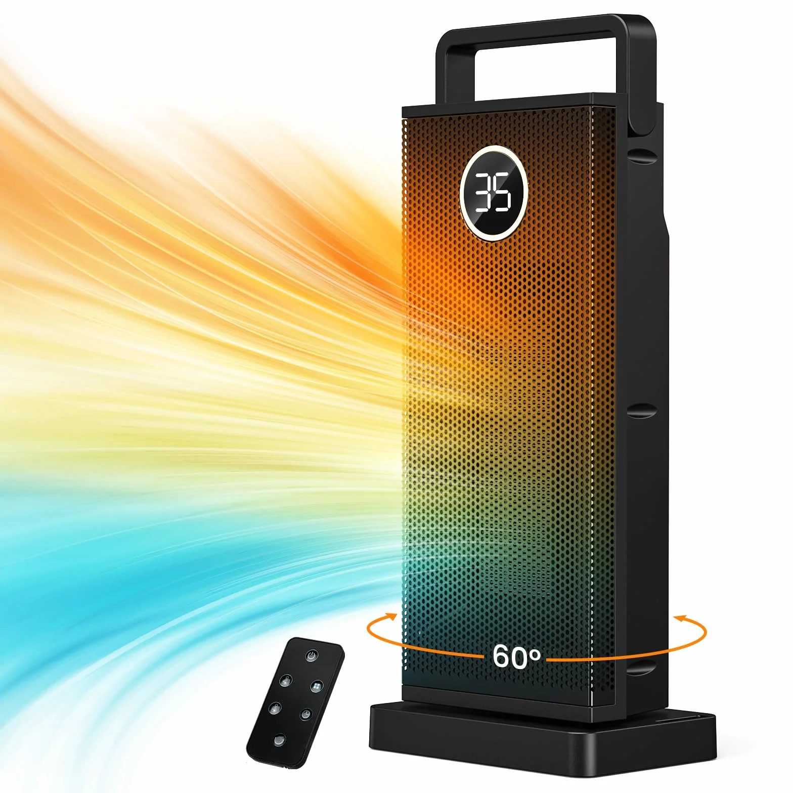 Calefactor bajo Consumo 2000 W, Calefacción Eléctrica de Cerámica, 3 Modos 60 ° Oscilante, Calentador Silencioso con Protección Contra Sobrecalentamiento y Volcado para la Oficina, Sala, Dormitorio