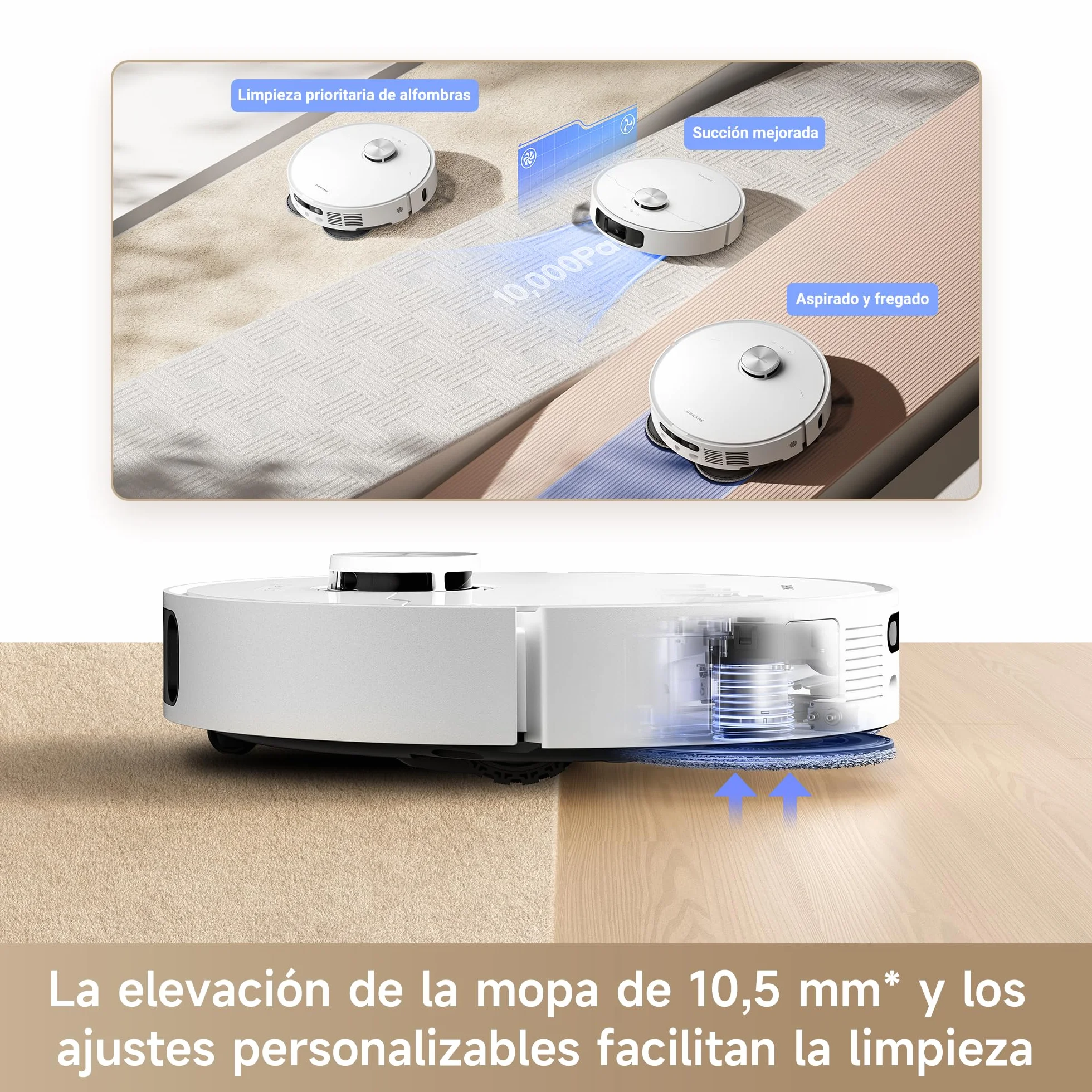 DREAME L10s Ultra Gen 2 Robot Aspirador y Fregasuelos 10000 Pa RoboSwing MopExtend Estación Base Automática