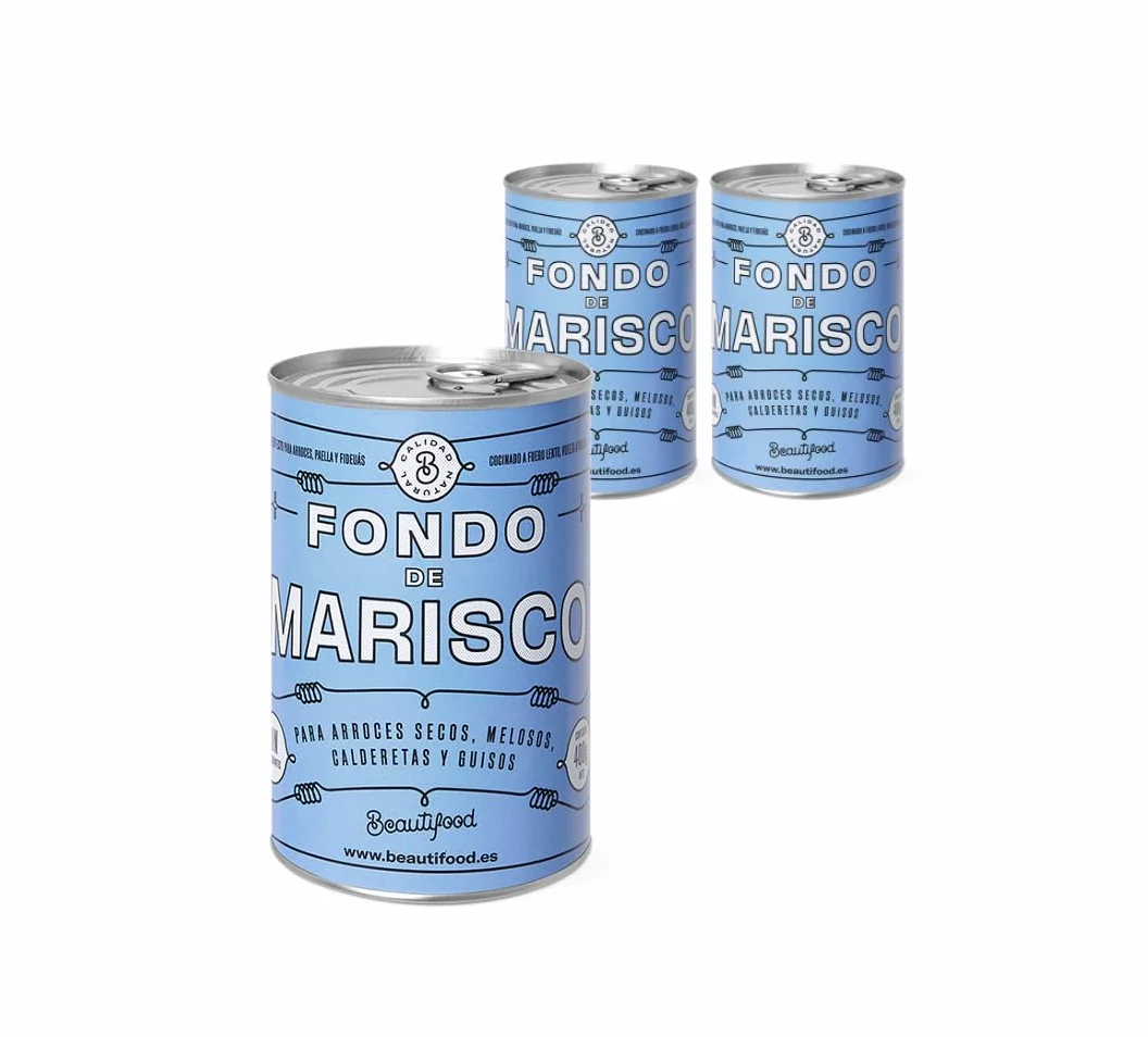 Beautifood Caldo de Marisco Fumet Fondo concentrado para arroces y guisos 100% Natural 3 unidades 400gr