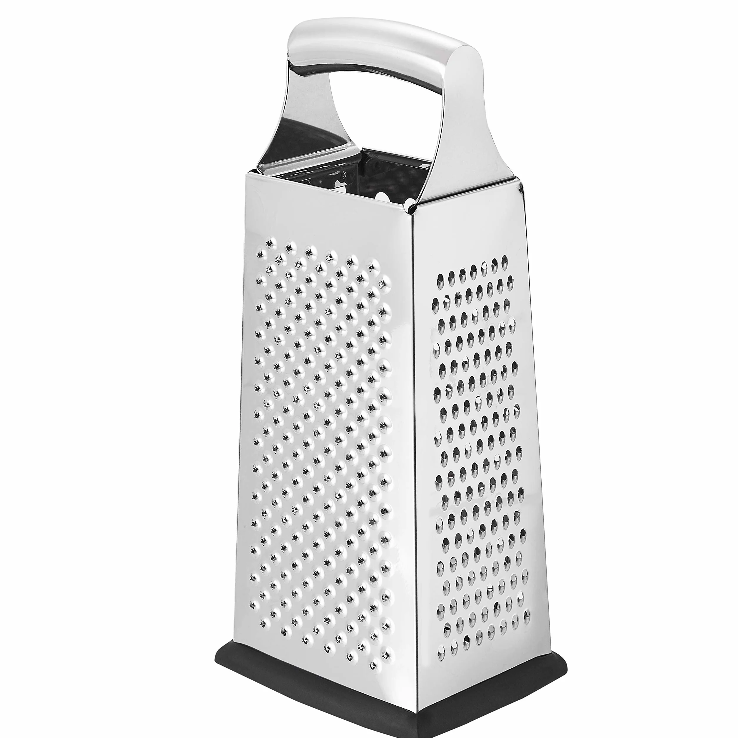 Amazon Basics Rallador de queso de acero inoxidable 4 lados 22,9 cm Negro