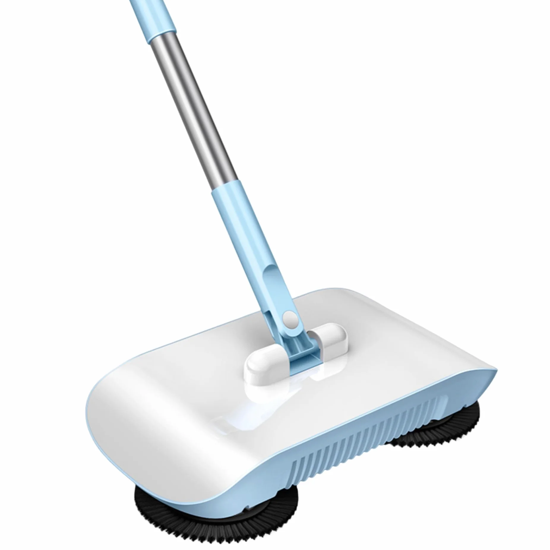Barredora de vacío Manual, barredora de Piso no eléctrico de aspiración giratoria de 180 Grados, barredora Manual de 2 en 1 para alfombras y Pisos (Azul)