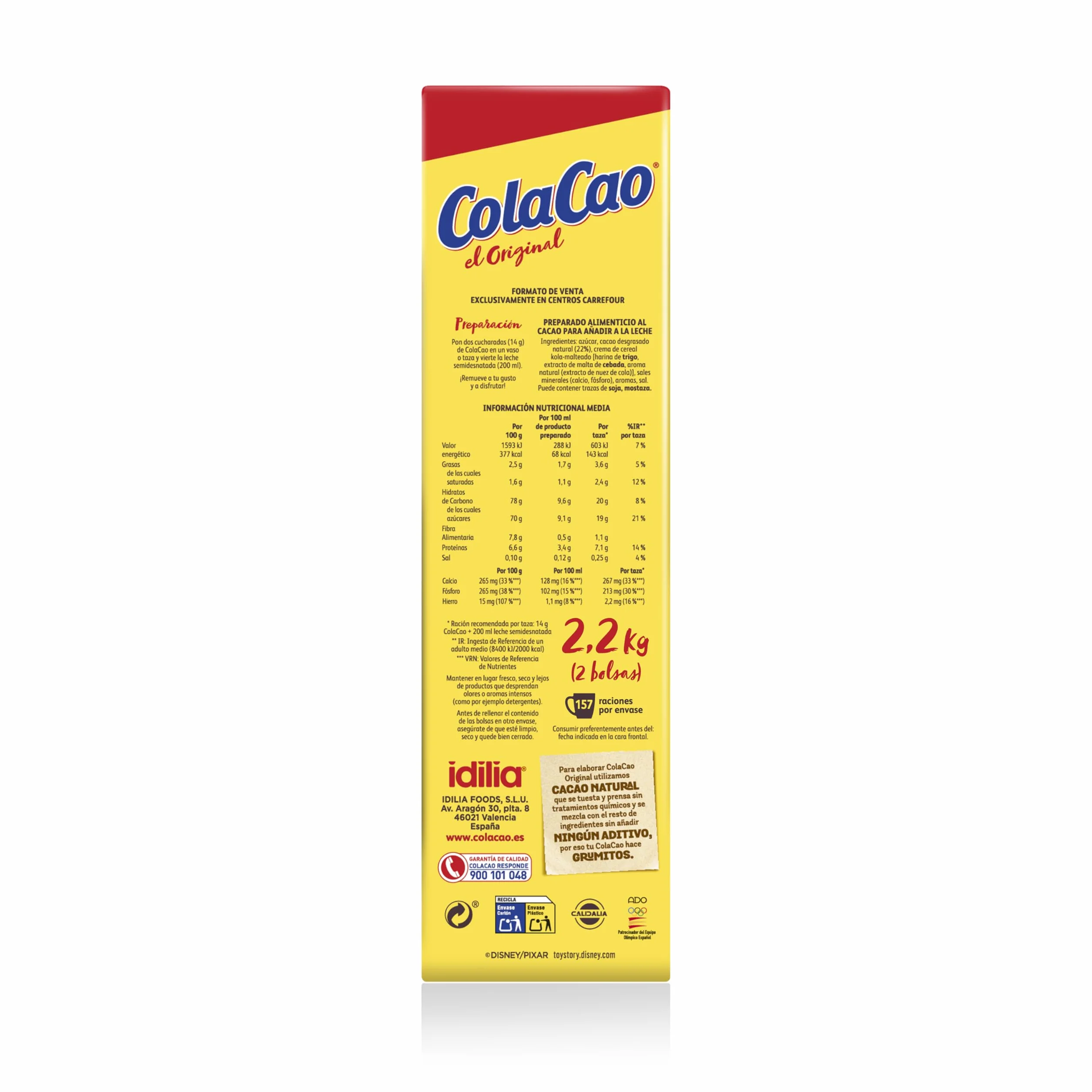 ColaCao Original Cacao Soluble Natural sin Aditivos en Polvo 2,2 kg Formato Ahorro con Taza Batidora Buzz Lightyear Toy Story