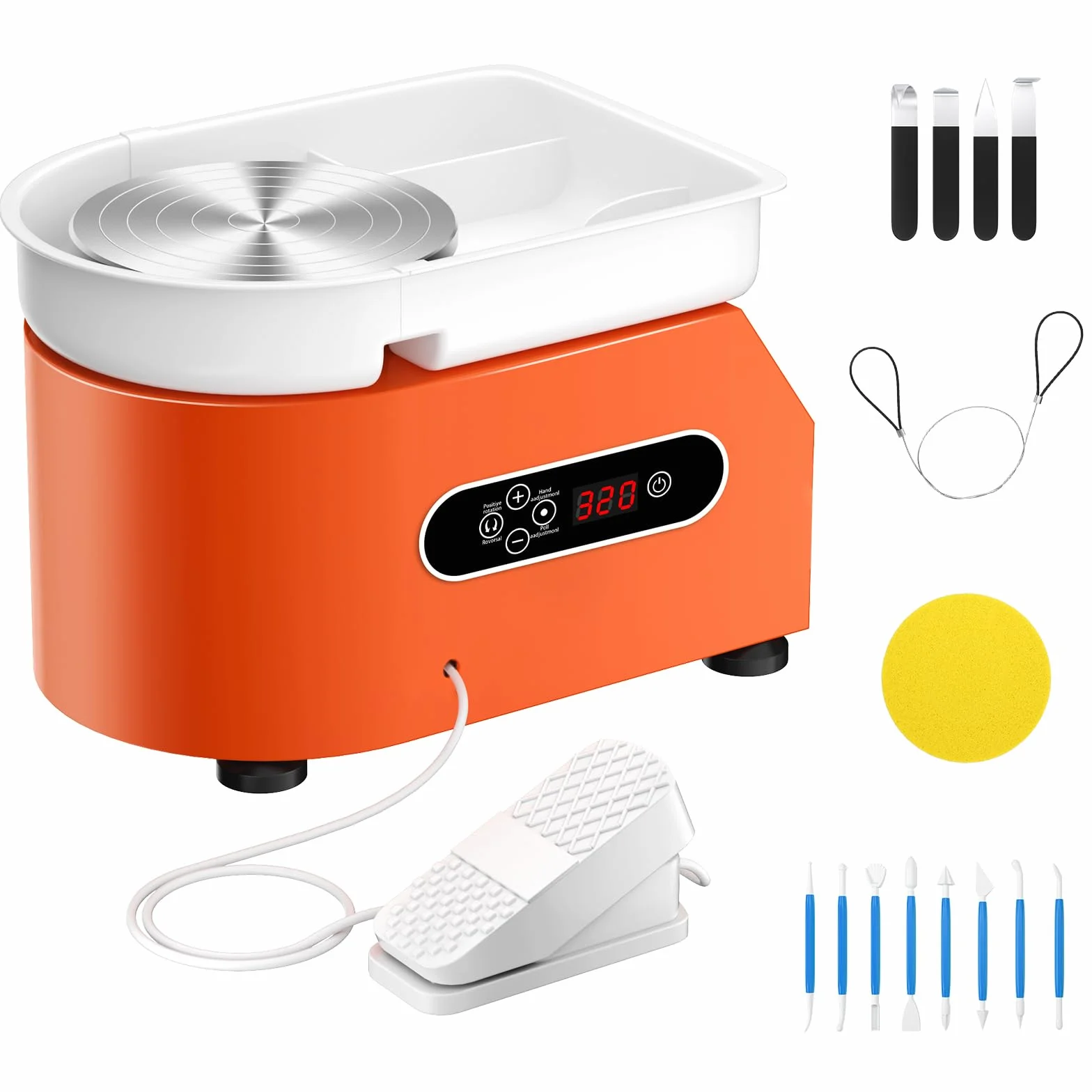 350W Rueda de Cerámica Eléctrica con Pantalla LCD 25CM Máquina Cerámica para Bricolaje de Cerámica Pottery Wheel Machine con Kit