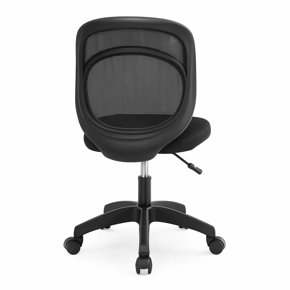 Silla de Oficina Ergonómica Sin Reposabrazos con Soporte Lumbar, Tela Transpirable, Ruedas, Giratoria, Asiento Espuma Alta Densidad