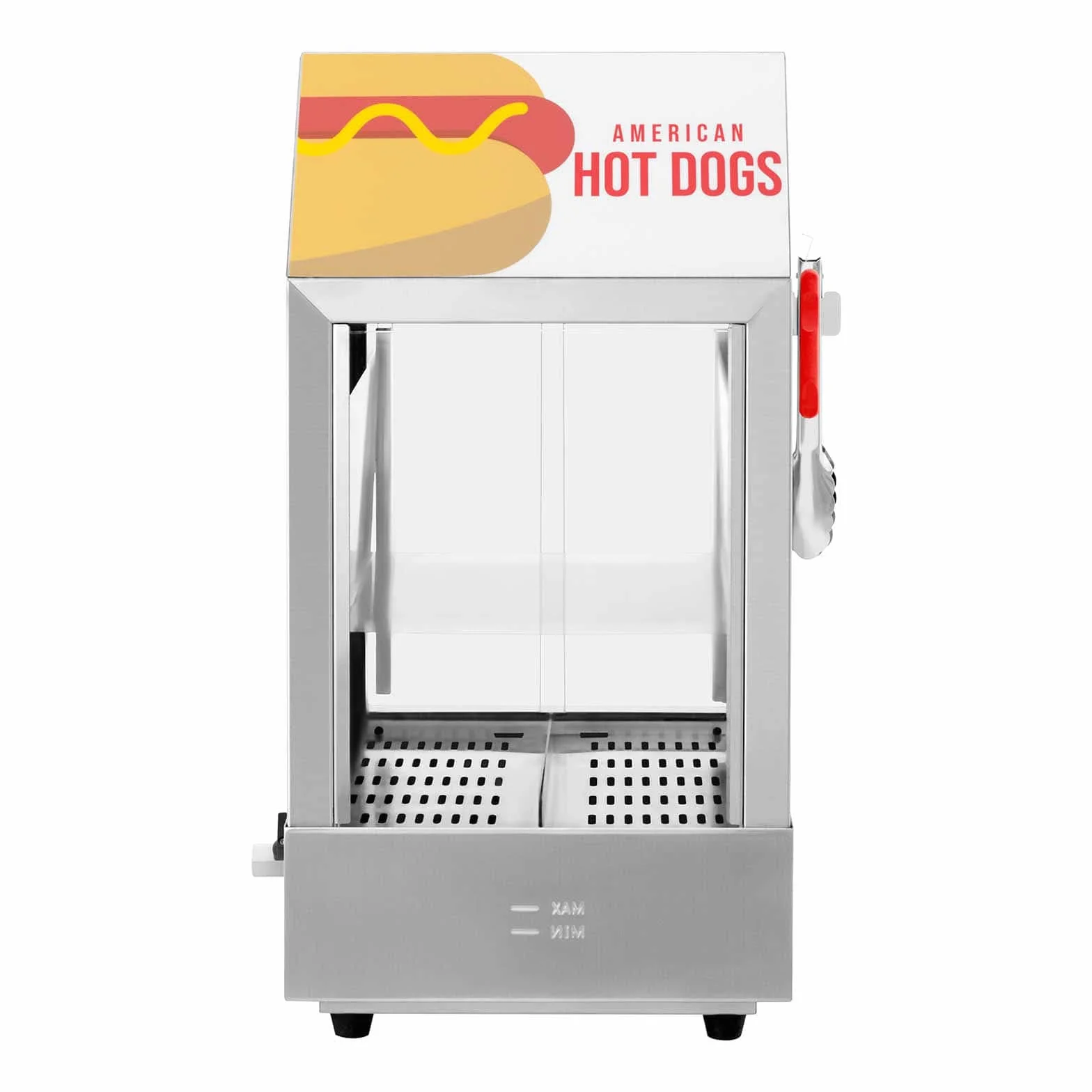 Royal Catering Asador De Salchichas Máquina Para Perritos Calientes RCHW 1000H (100 salchichas y 25 panecillos, Potencia: 1.000 W, 30-110 °C)