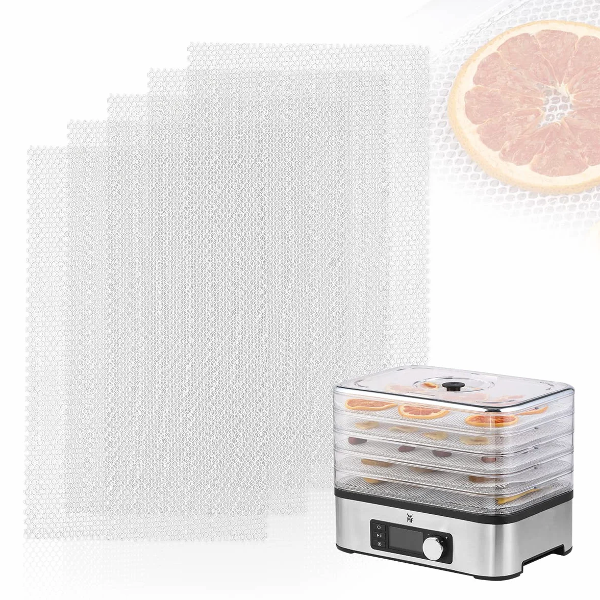 AIEVE Hojas de Silicona Antiadherente para Deshidratador de Frutas YASHE, Sin BPA, 17 x 26 cm
