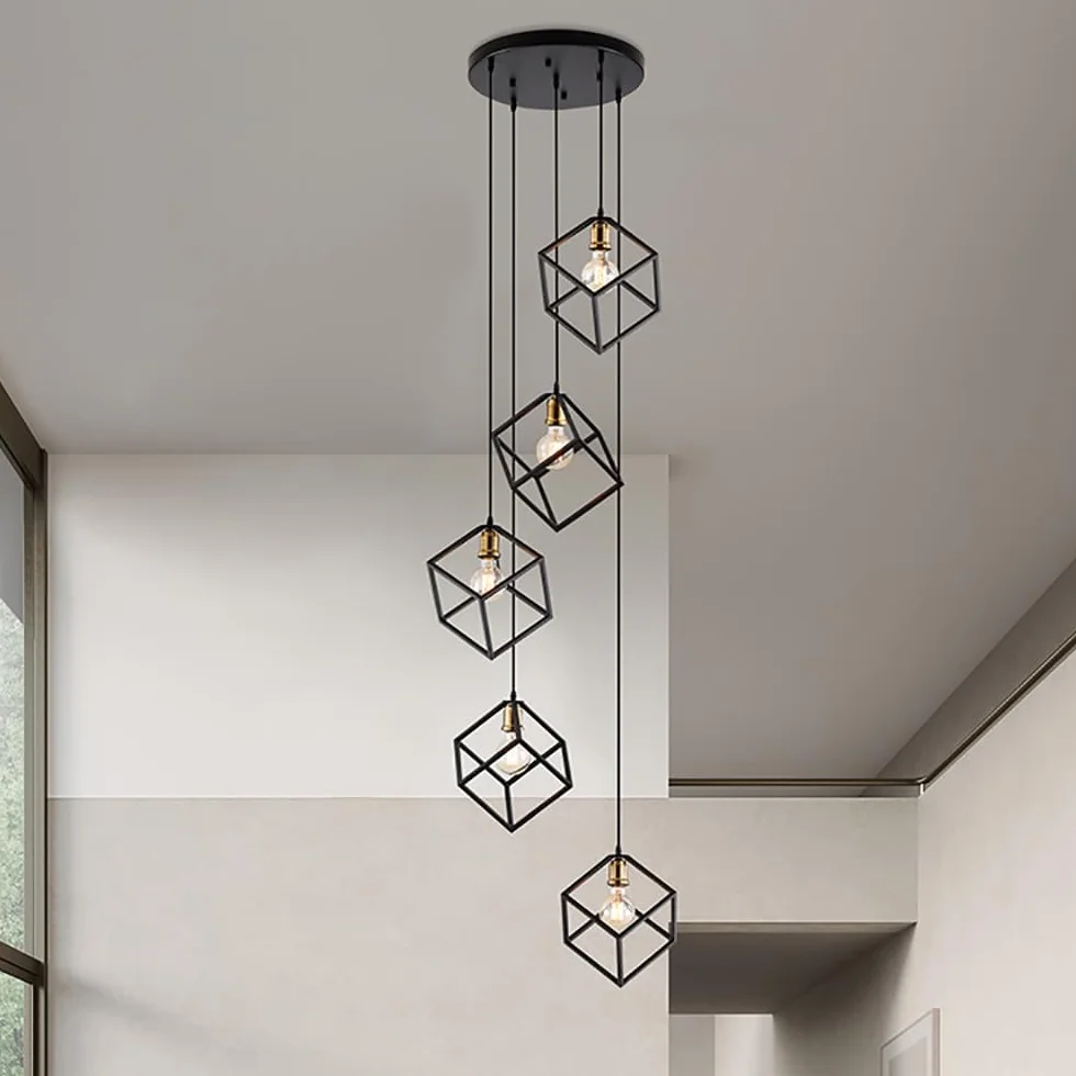 luces larga colgantes luz de techo Colgante Luz Lighting Modernas Sala Casa Dúplex Lámpara Creativa Apartamento Escaleras Lámparas Iluminación Decorativas Villa E27 LED,5 Lights