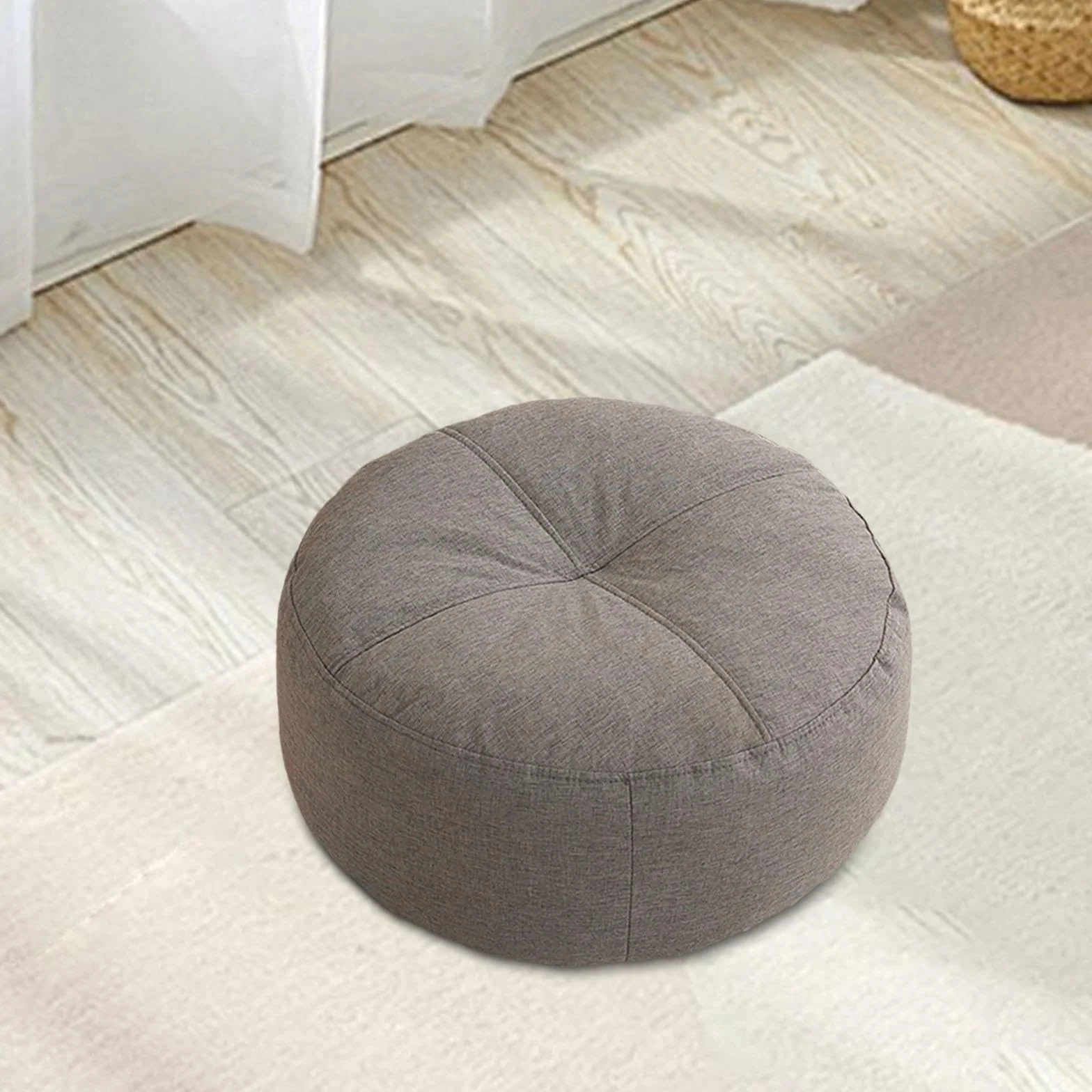 Cojín Redondo para el Suelo Gris Oscuro MagiDeal Yoga Decorativo