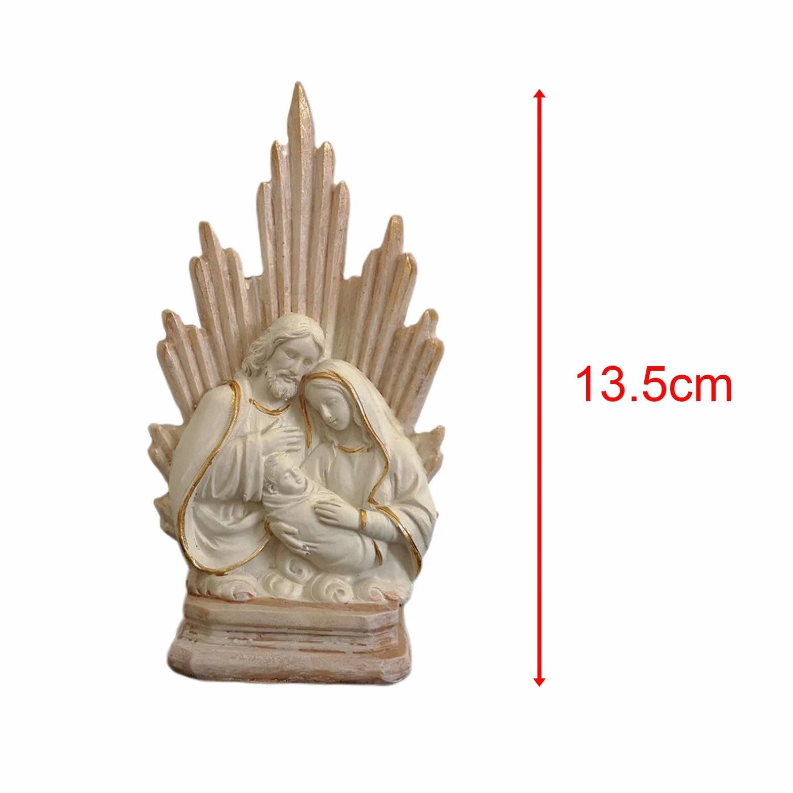 Figura Artesanal La Sagrada Familia Católica para Mesa Sala de Estar