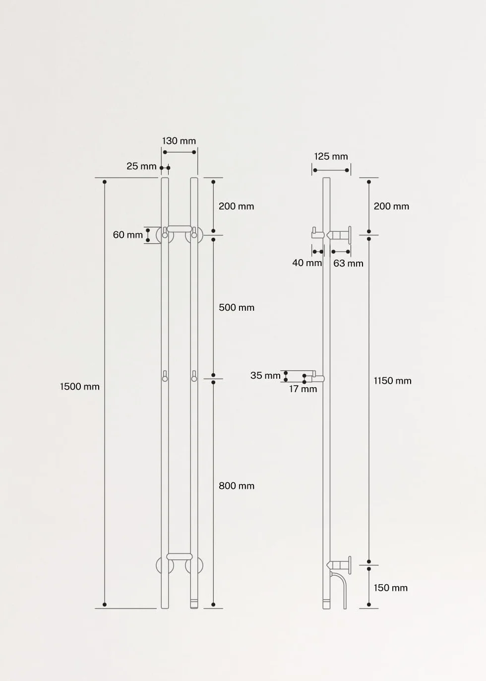 CREATE/Warm Towel Tube/Toallero eléctrico de Barra/Diseño Vertical, 2 ajustes Temperatura, Temporizador, Acero Inoxidable, 120W