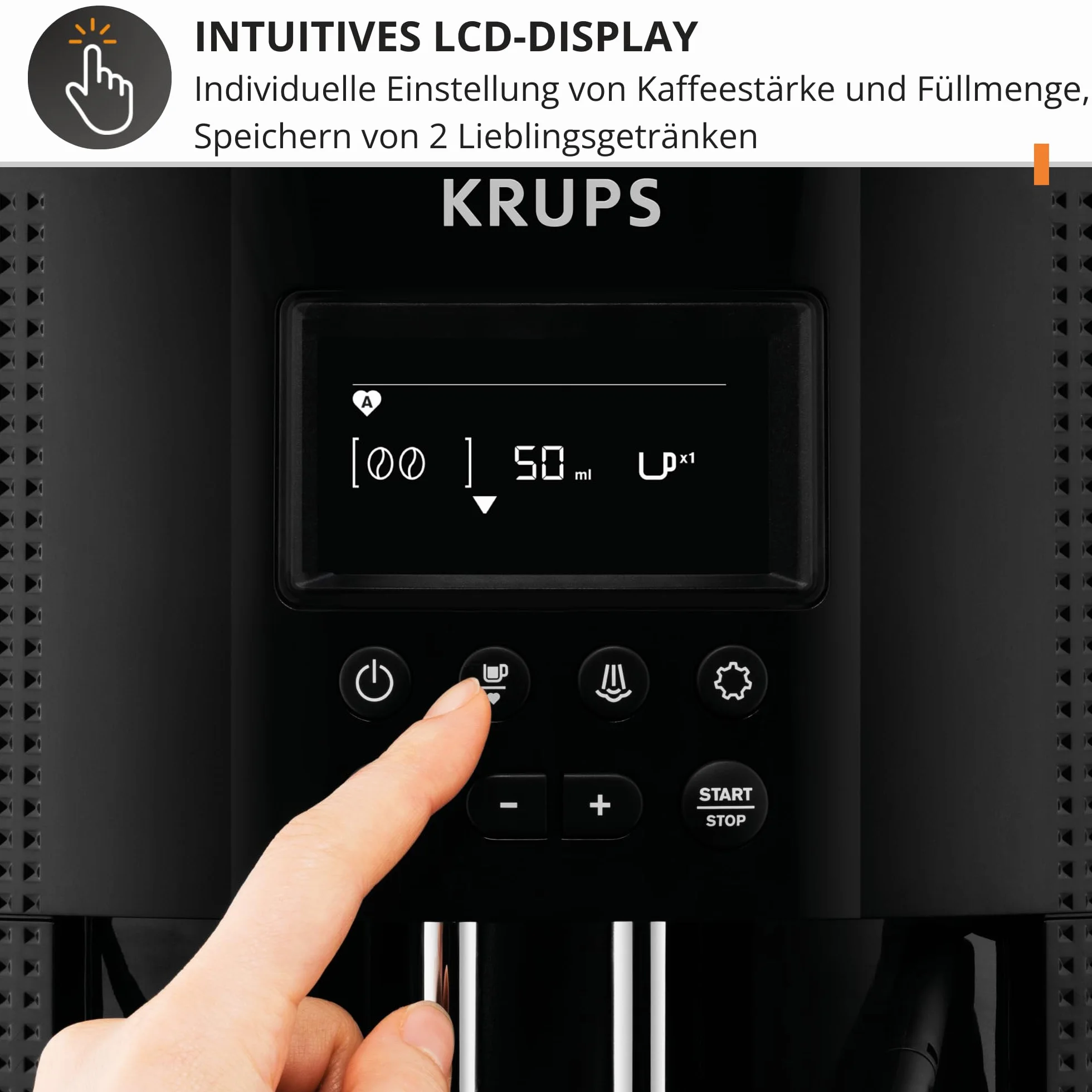 Krups Máquina de café Essential, molinillo de granos, cafetera espresso, pantalla LCD, limpieza automática, boquilla de vapor para capuchino negro YY8135FD