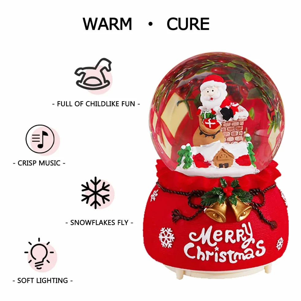 Linterna de Navidad Bola de Agua Papá Noel Música Giratoria Intermitente Regalos Decoración Hogar