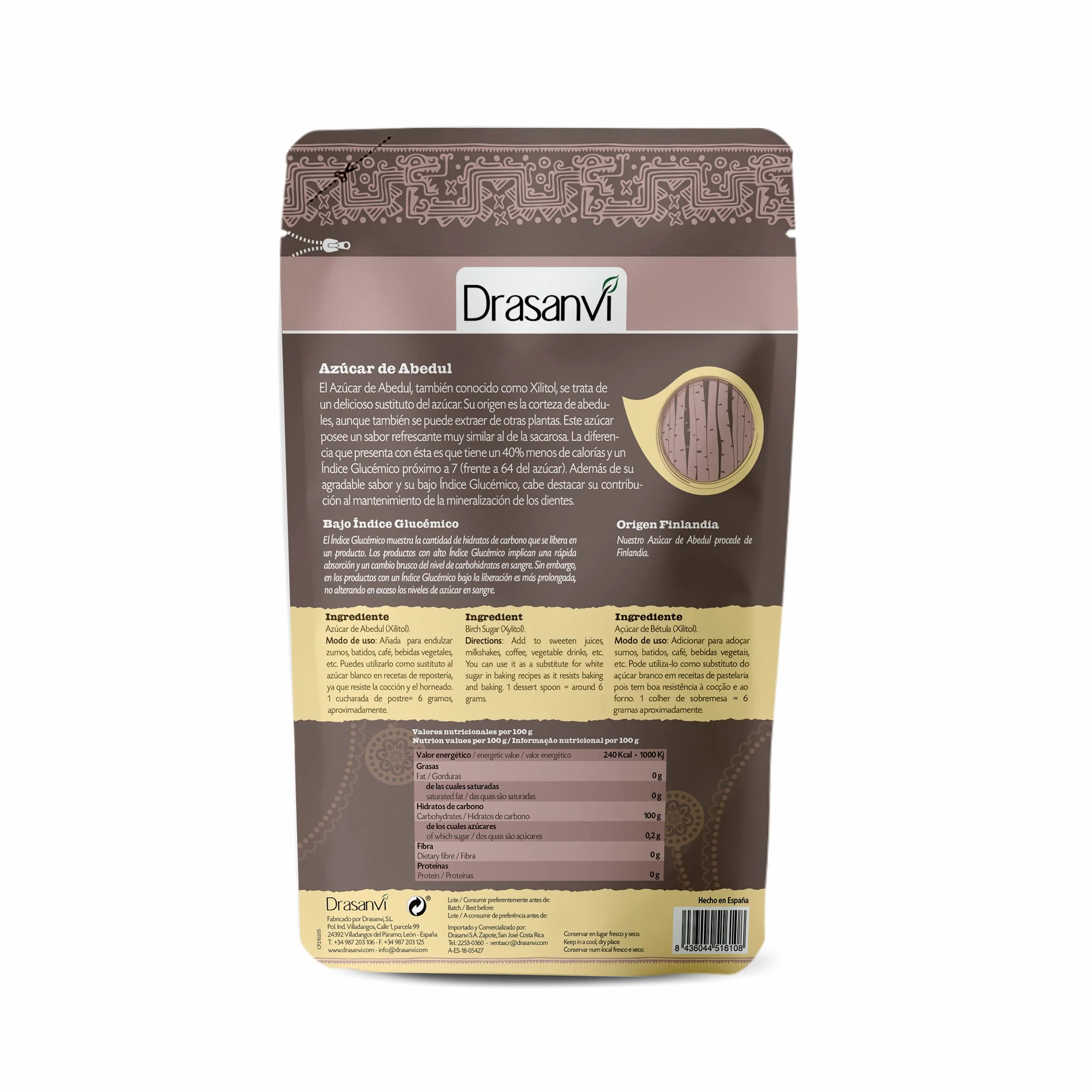 DRASANVI Xilitol Puro 300 g Edulcorante Natural Bajo Índice Glucémico