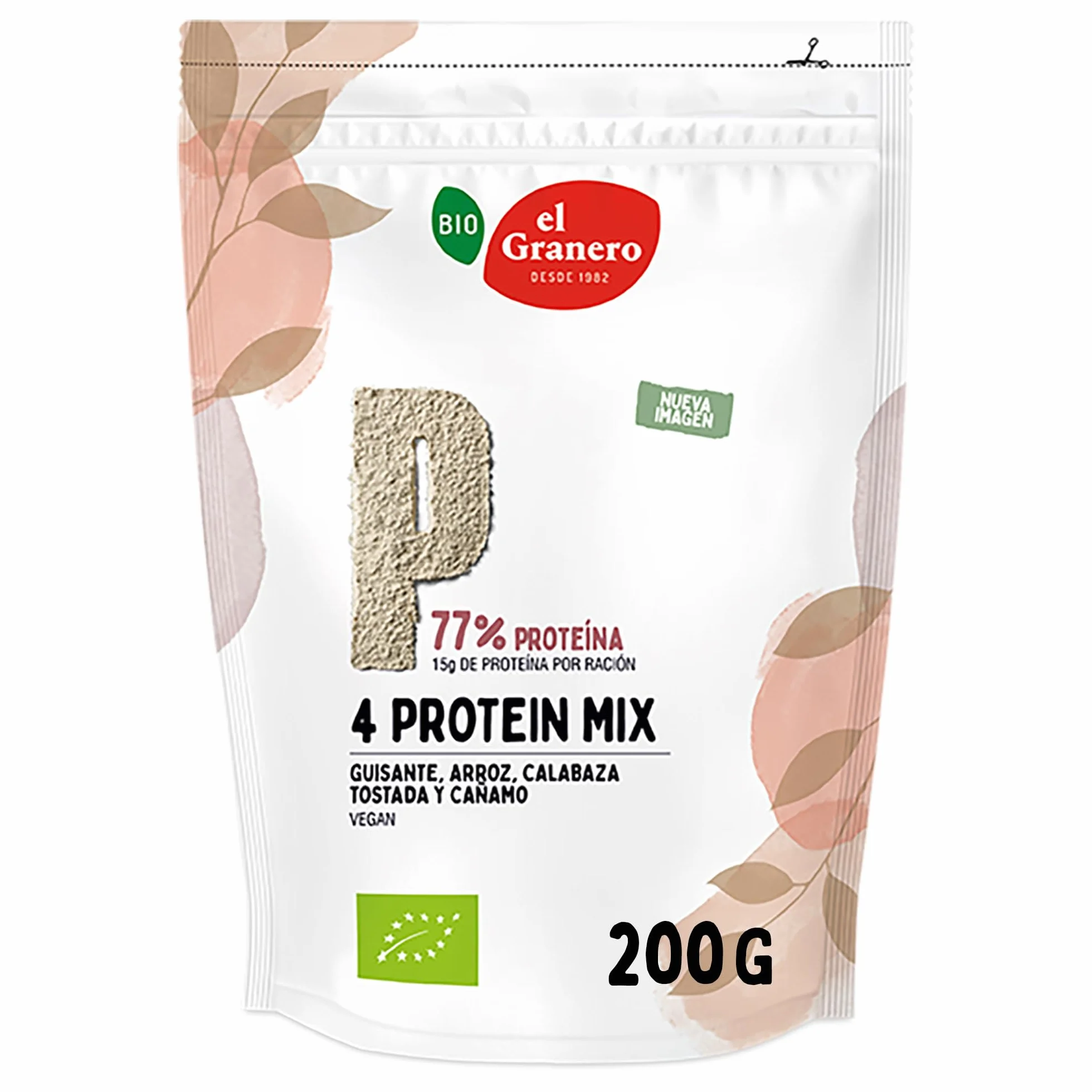 El Granero Integral Mix de Proteínas Ecológico 200 g Guisante Arroz Calabaza Tostada Aminoácidos Esenciales Vegano