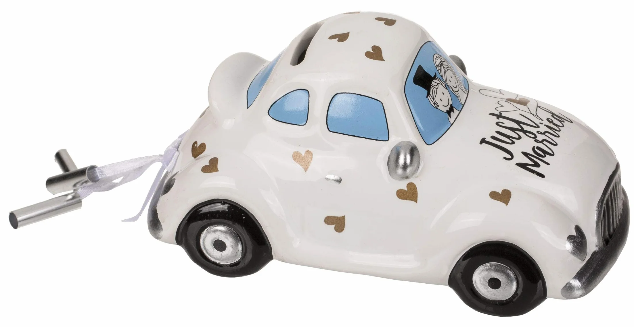 Hucha de cerámica para Coche de Boda con Cerradura 8 x 14,5 x 6,5 cm