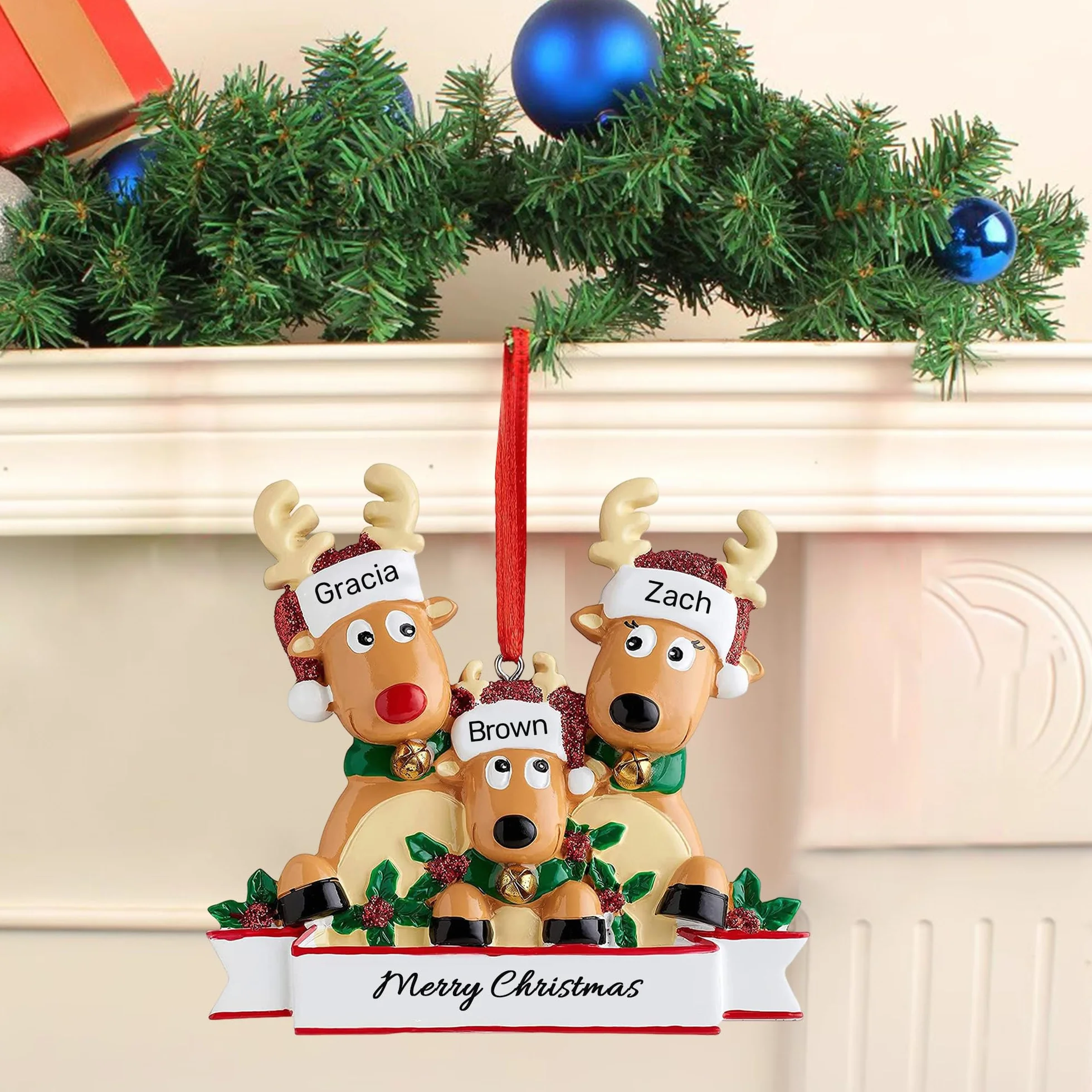 Adornos Navideños Personalizados Colgante Familia 3 Miembros Decoración Navidad