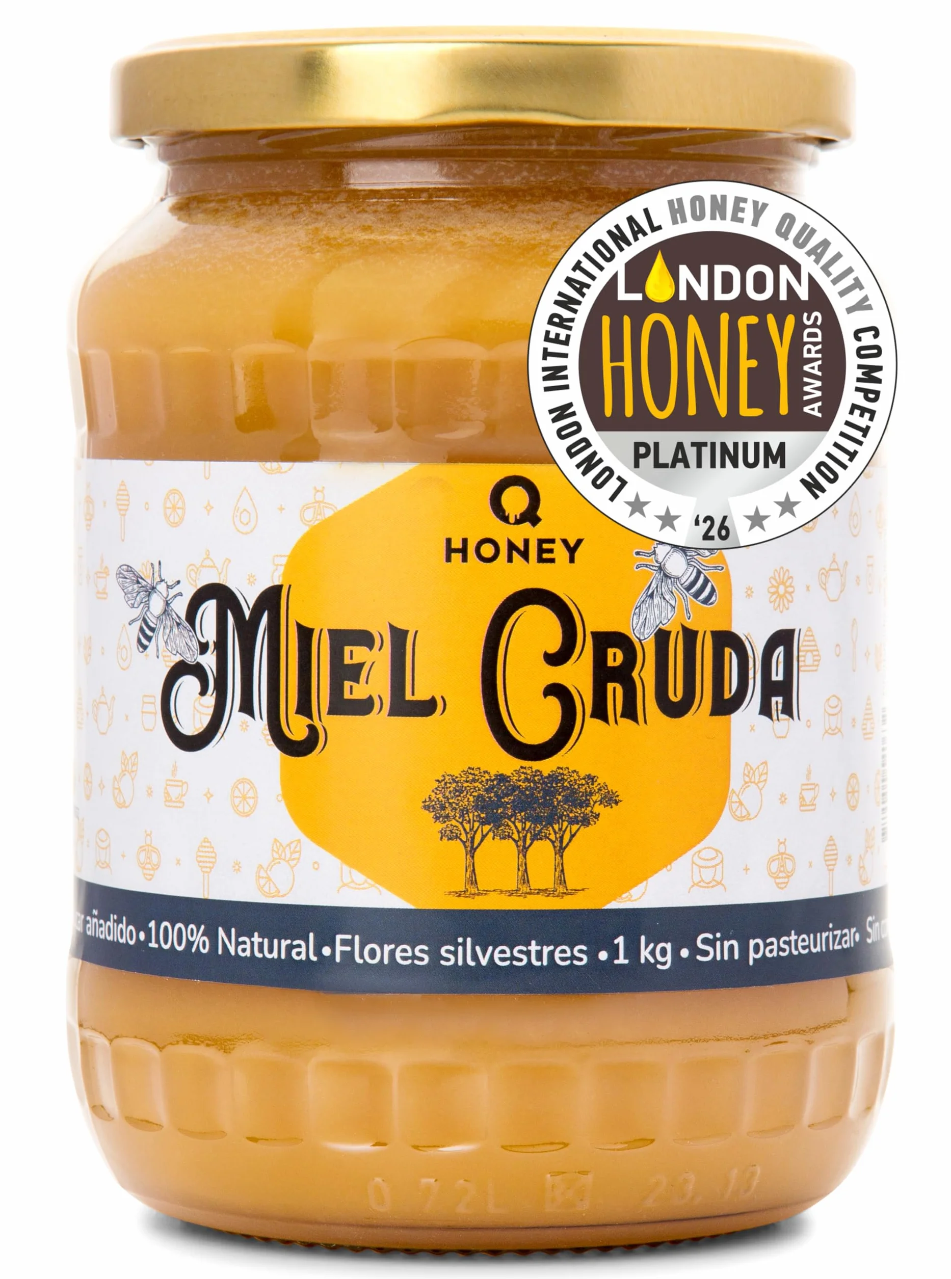 Miel Pura de Abeja 1kg Cruda Natural sin Pasteurizar - Qhoney Ganadora de Oro Paris Raw Honey Awards 2025