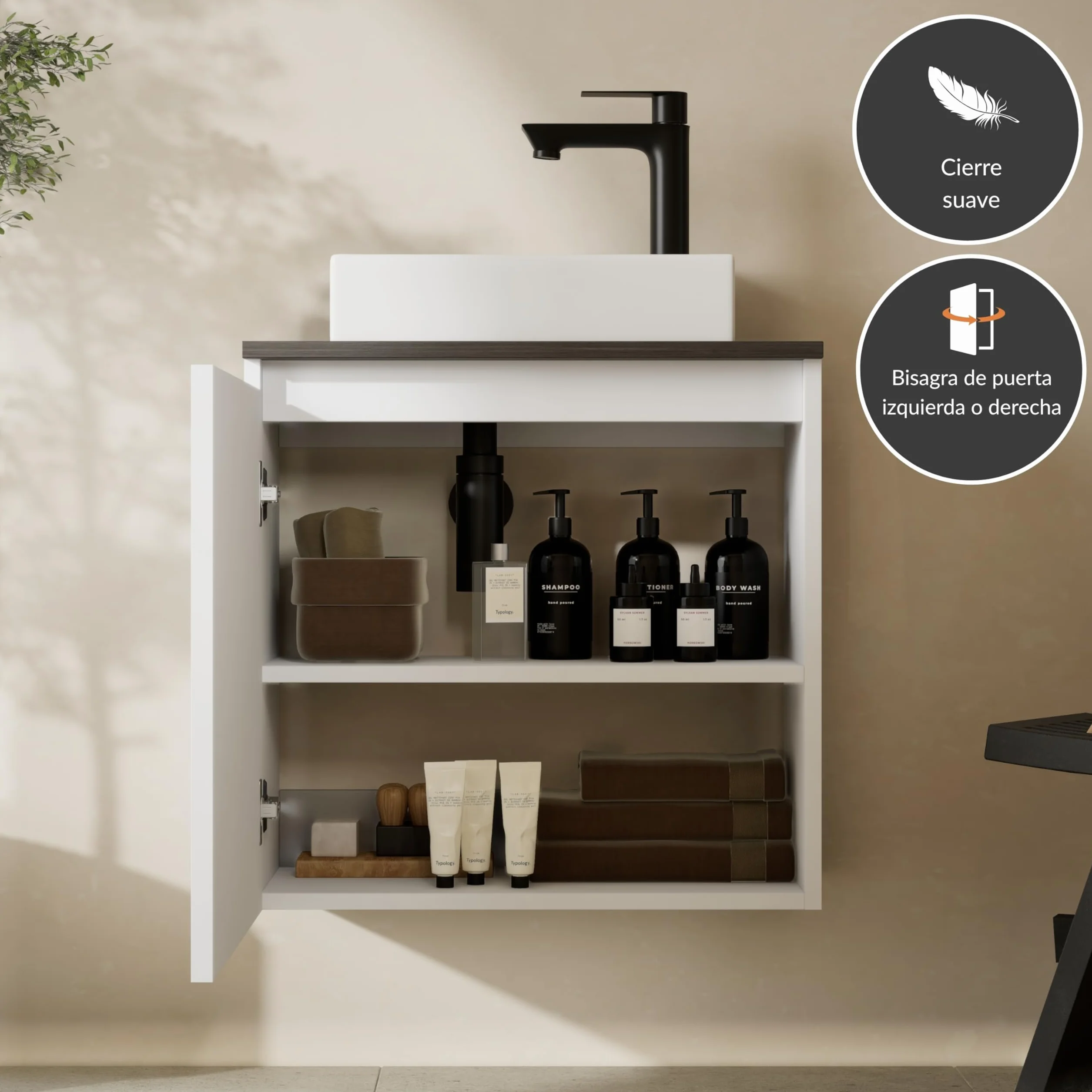 Planetmöbel Conjunto de Muebles de baño Lavabo con Mueble bajo 56 x 55 x 30 cm Blanco, Mueble bajo con Lavabo para baño, Aseo de Invitados y Cuarto