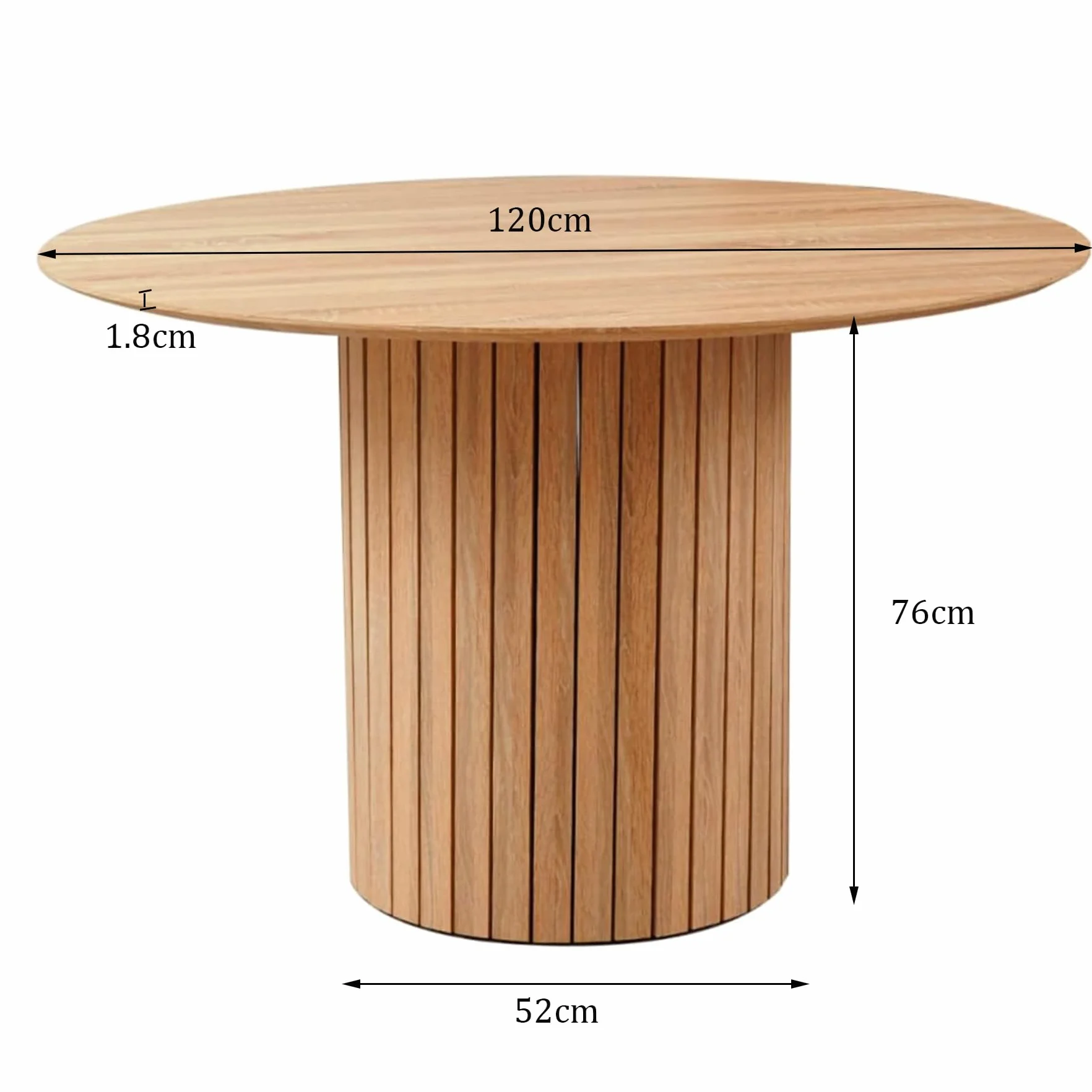 GrandCA HOME Mesa de Comedor Redonda, Mesa de Cocina Moderna de 120 cm, Mesa de Comedor con Base Redonda de Madera, Escritorio Grande de MDF para 4-6 Personas, Marrón Claro