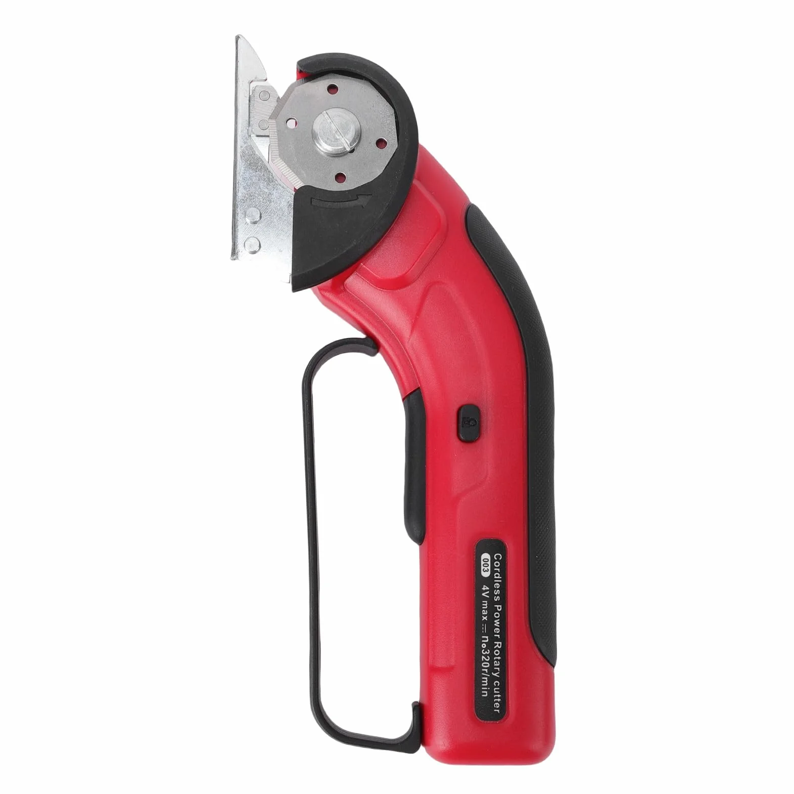 Cryfokt Tijeras Eléctricas Inalámbricas Potente Cortador Giratorio de Mano con Luz LED Frontal para Cortar Telas y Alfombras - Rojo