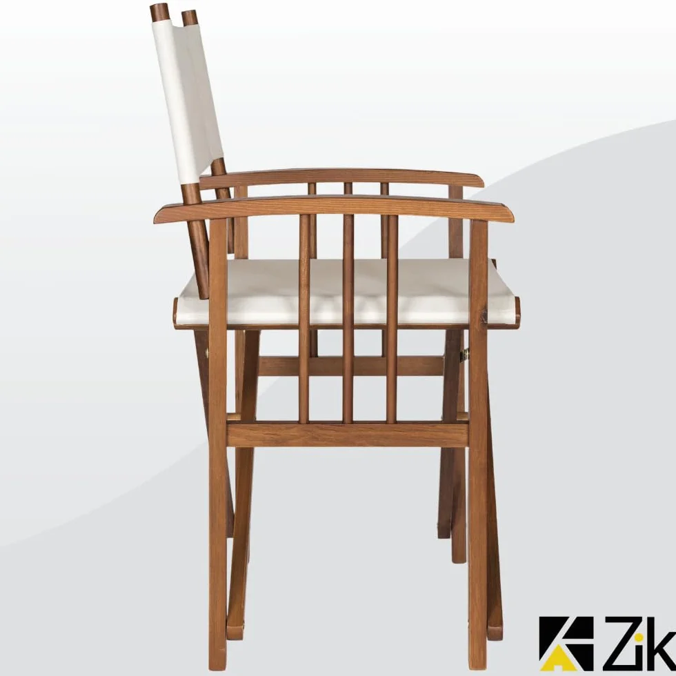 ZIK - Juego de 2 sillas de director plegables de madera, sillas de exterior plegables y plegables, sillas de madera para jardín, mar, playa, fácil mantenimiento, con rellenos extraíbles y lavables
