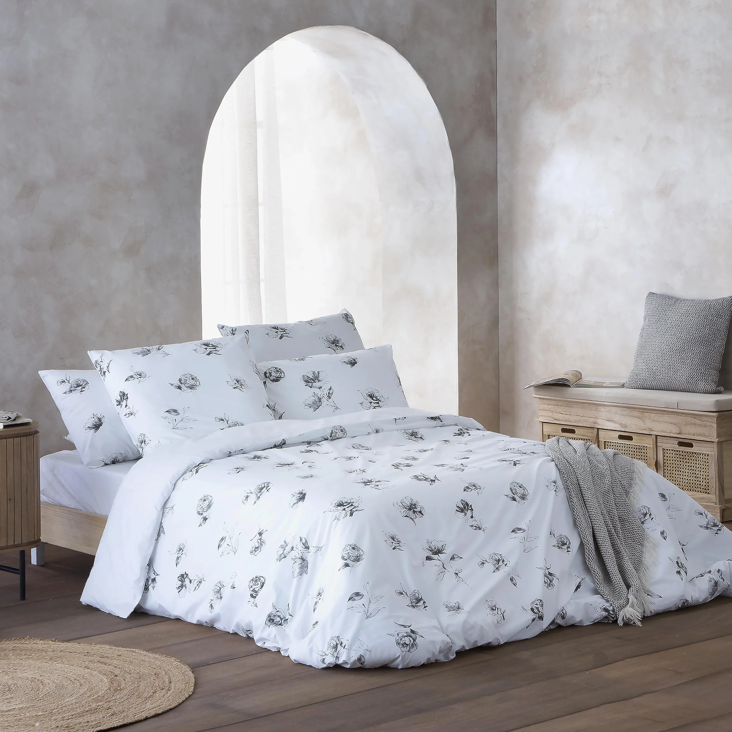 Funda nórdica Tulipa Cama 120 cm - 200x200 cm, algodón 200 Hilos. Cierre con Botones.