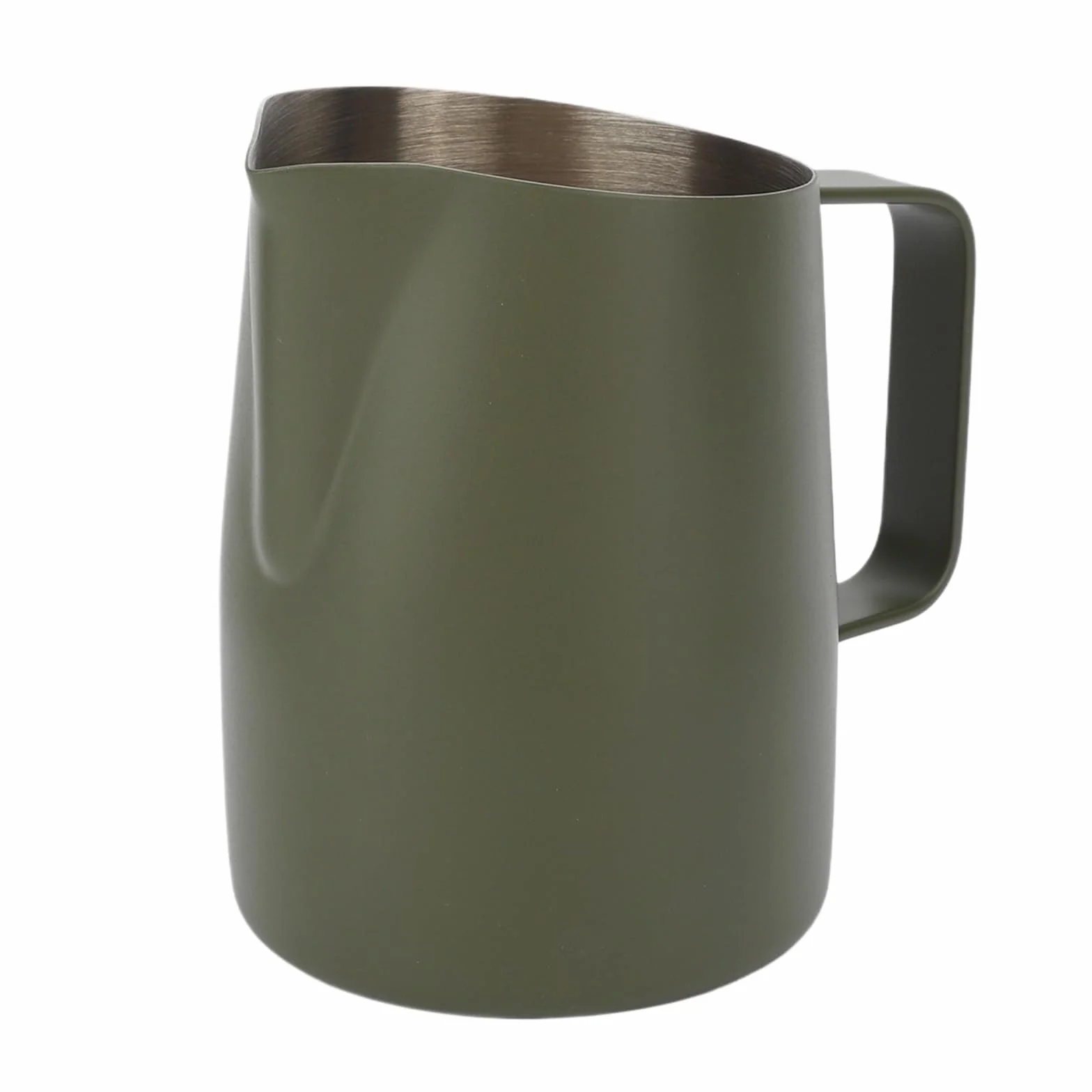 Jarra de espuma de leche de acero inoxidable, 2 uds., 450/600ML, jarra de leche, taza de café, boca inclinada, taza de flores, herramienta de Arte Latte Para café(Green,450ml)