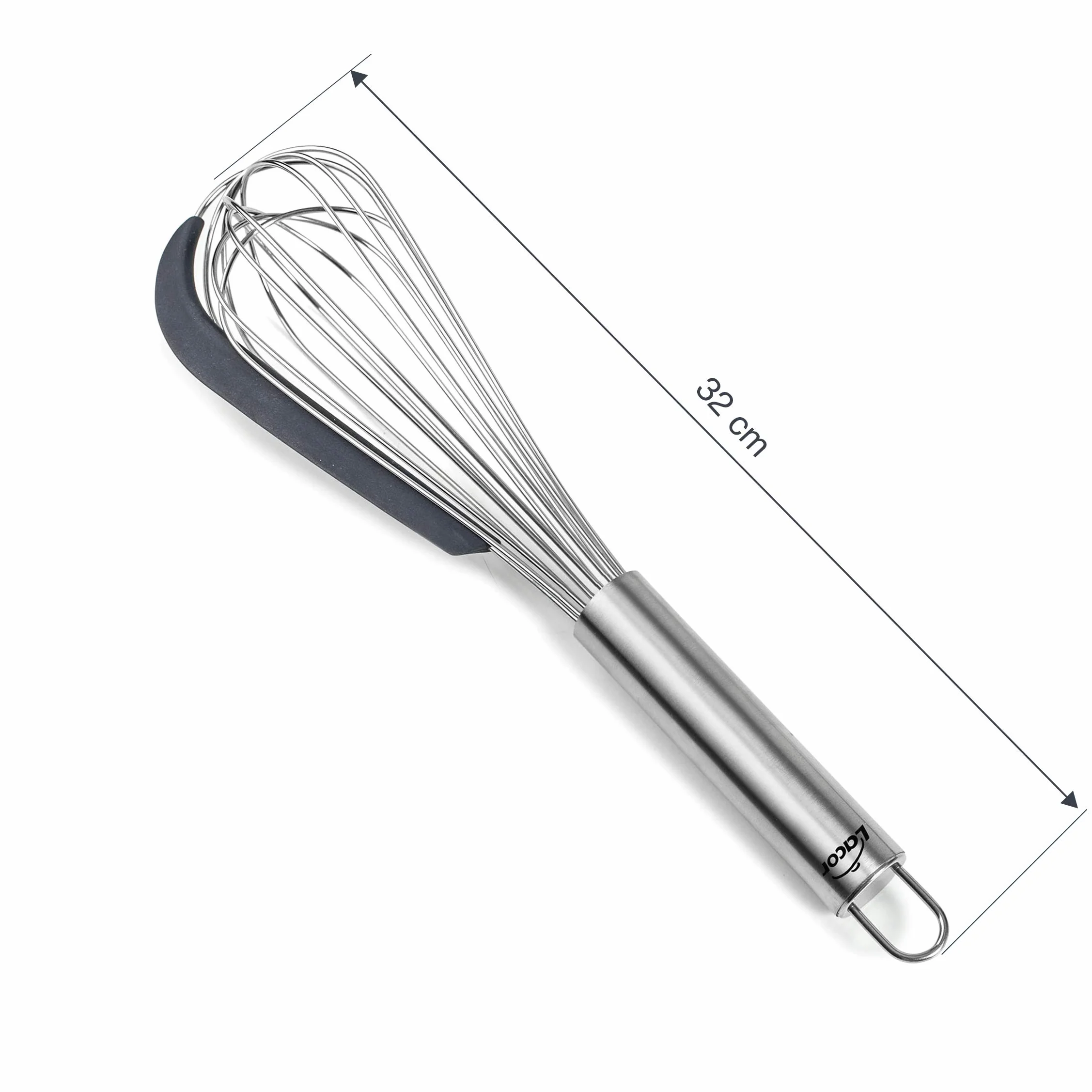 LACOR Batidor Varilla Manual Acero Inoxidable con Raspador de Silicona