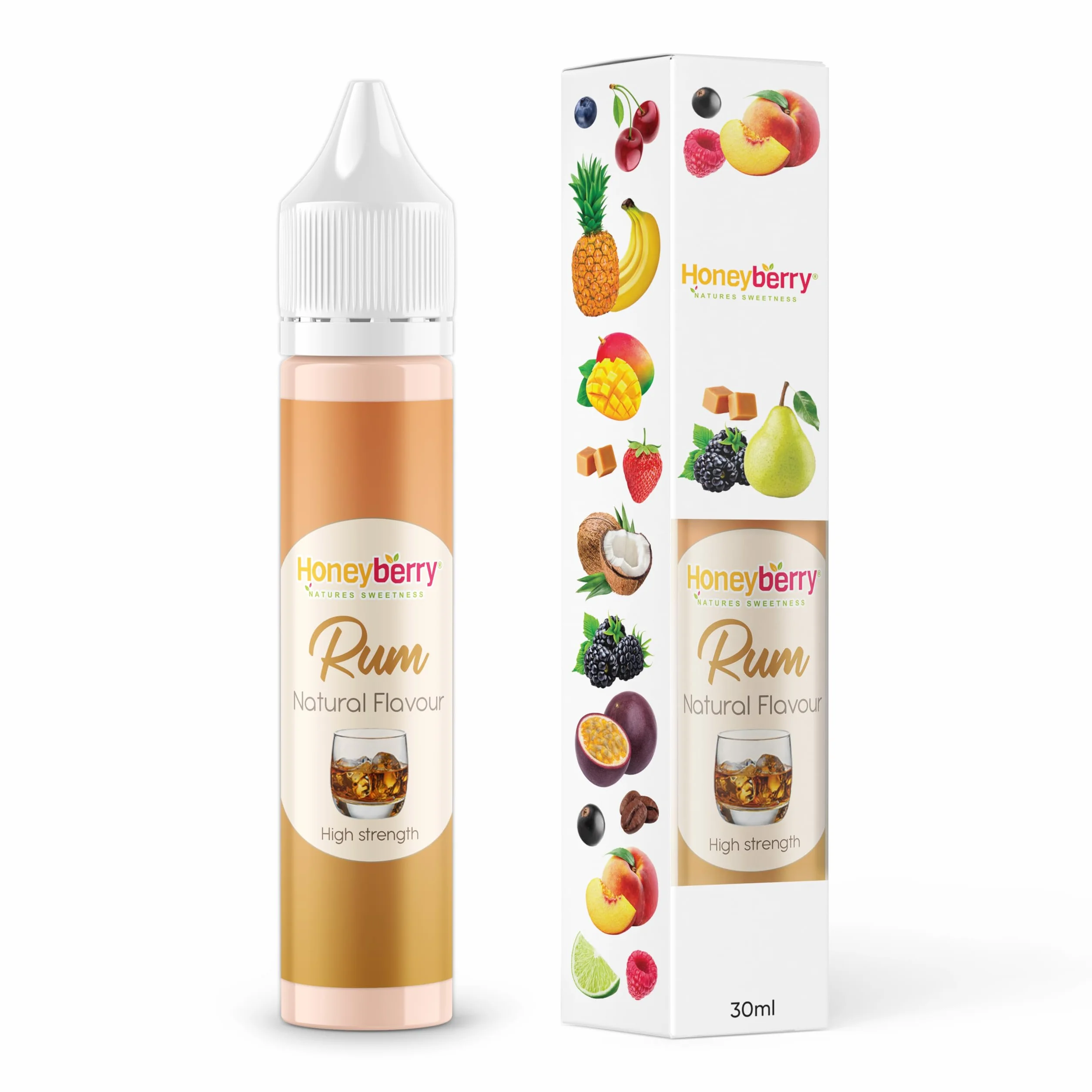 HONEYBERRY Aroma Natural Alimentario Esencia Líquida Concentrada para Repostería 30ml Ron