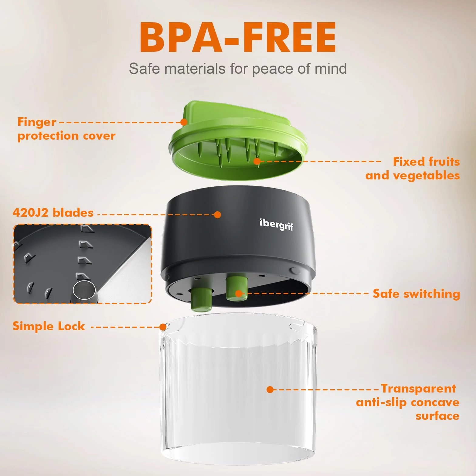 Ibergrif M522 Espiralizador de Verduras 4 en 1 Cortador Calabacin Libre de BPA