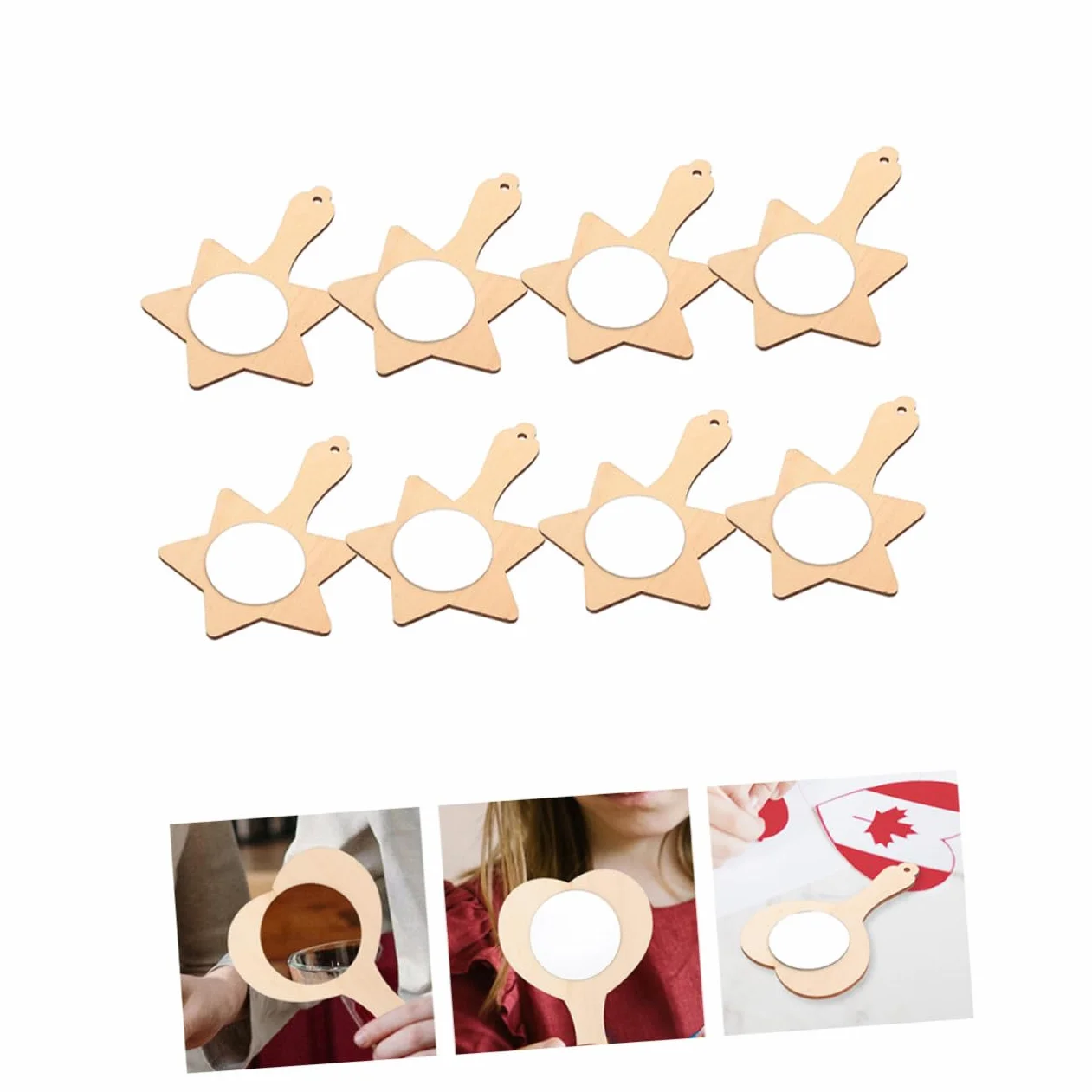 BESTonZON 8 Espejos de Madera en Forma de Niños, Mini Espejo sin Terminar para DIY, Material Madera y Vidrio, Adecuado para Mesa de Tocador y Manualidades
