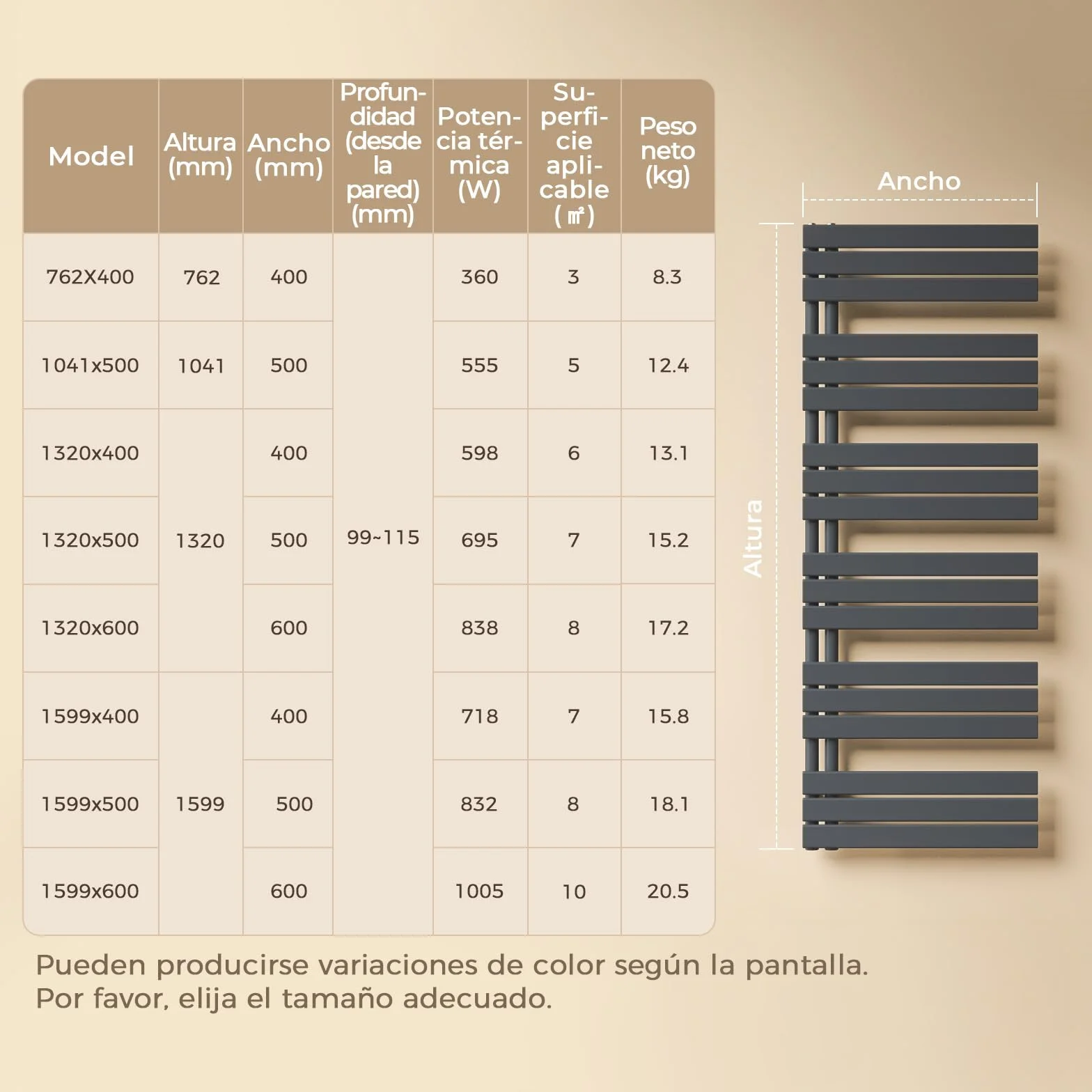 S'AFIELINA Radiador de diseño para baño, radiador toallero Agua calefaccion Antracita, Conexión Central,1041x500mm, radiador para baño, secador de Toallas, 555 vatios（Válvula no incluida）