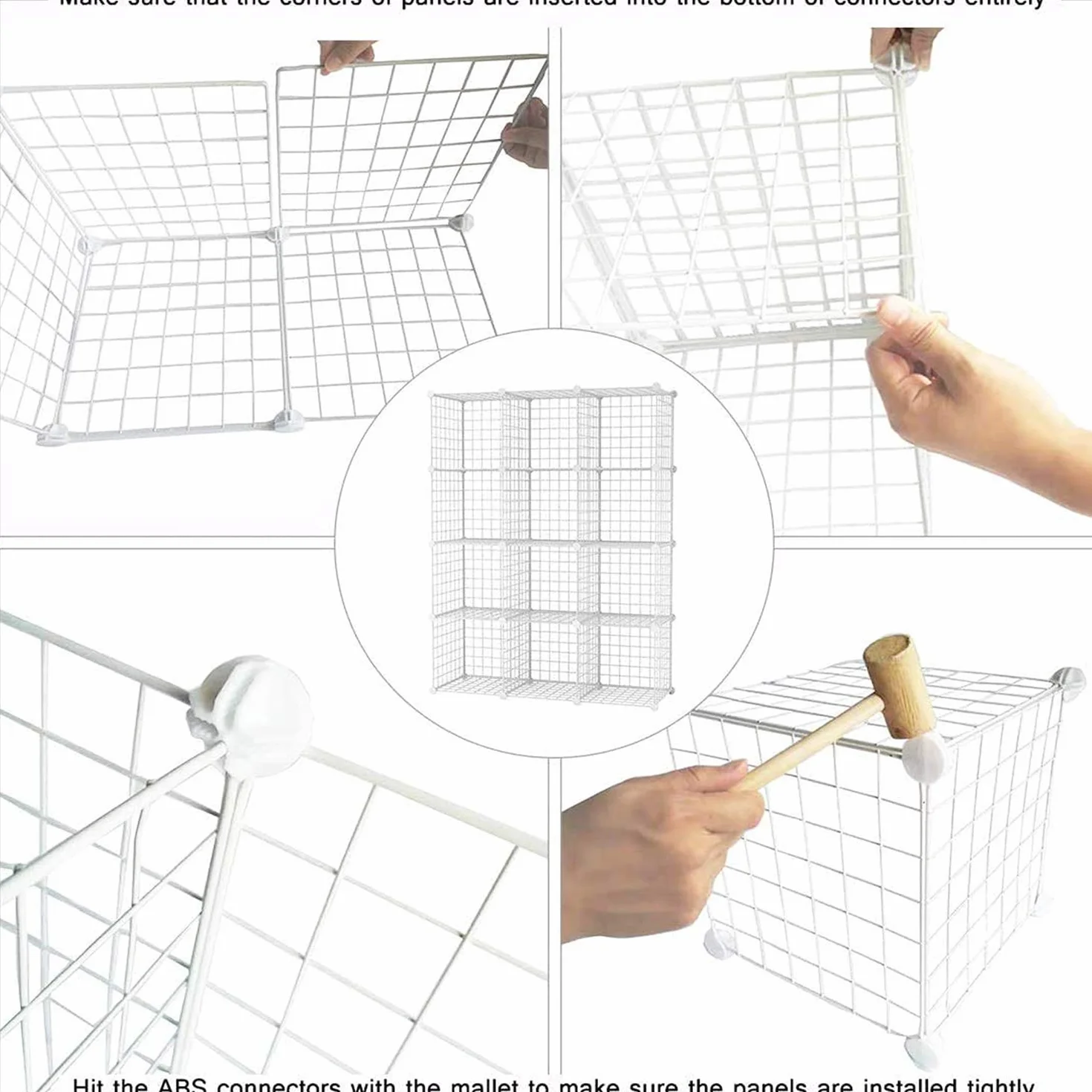 C&AHOME C&HOGAR Estante Modular para Libros Almacenamiento de Cubos de Alambre 36.6x12.4x48.4 Pulgadas Blanco