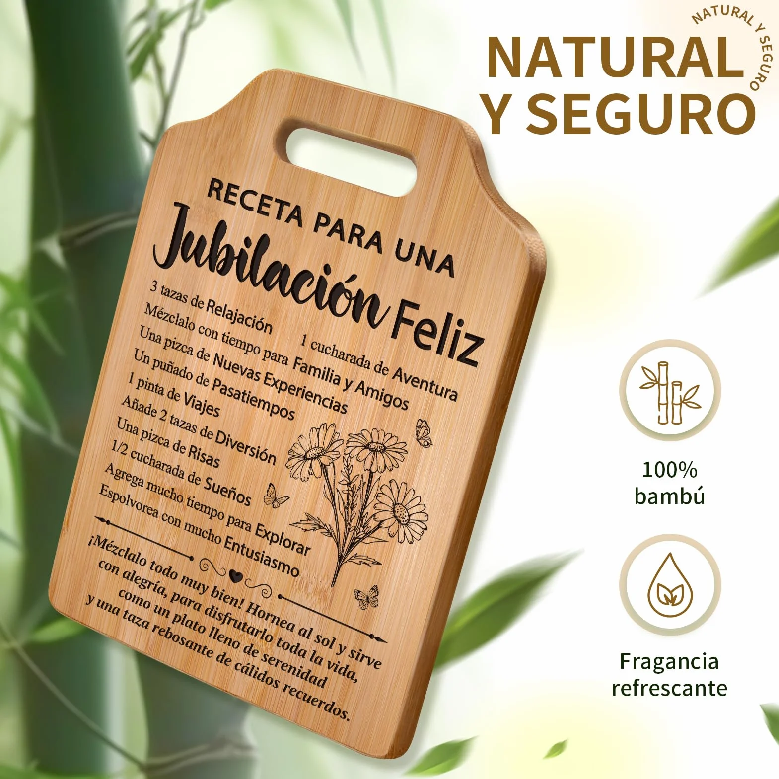 Tabla de Cortar de Bambú Regalos Jubilación Mujer Ideas Originales