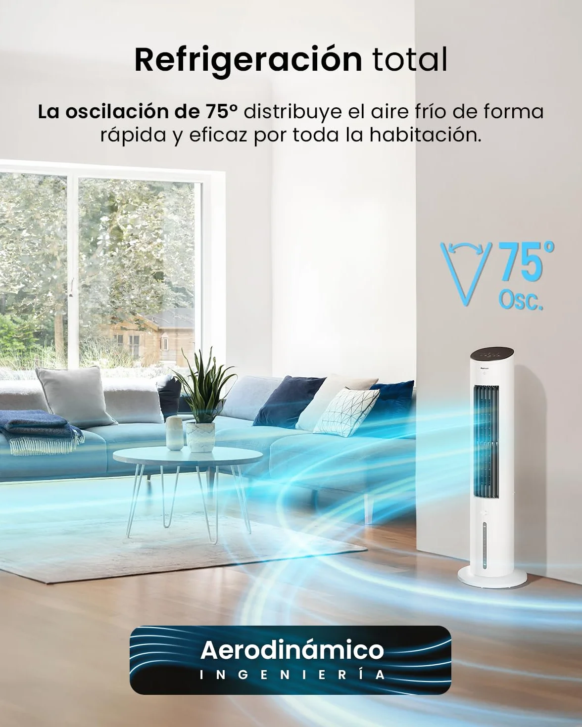 Pro Breeze OmniAir Climatizador Evaporativo Portátil 3 en 1 de 5L con Humidificación, 3 Velocidades, Temporizador 7H, Mando a Distancia y Oscilación - Enfriador de Aire Evaporativo - Blanco
