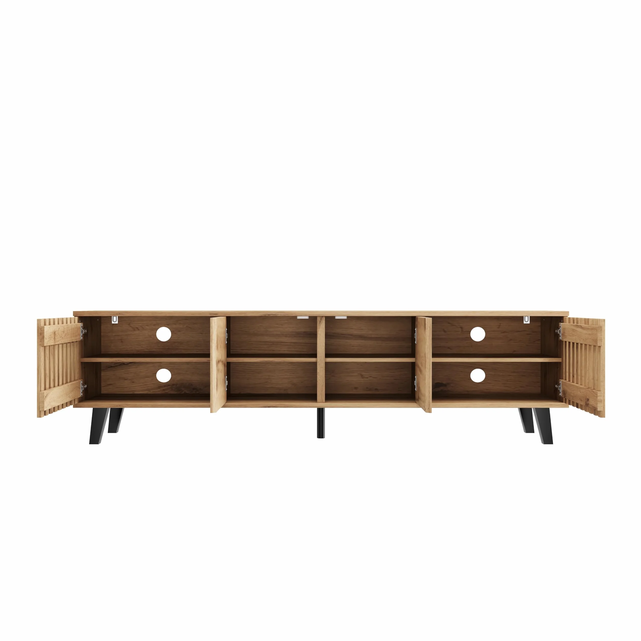 Mueble para TV de 180 x 40 x 55 cm, color madera original, 8 estantes separados, soporte para TV, consola de TV, centro de entretenimiento para televisores de 70 pulgadas, apto para sala de