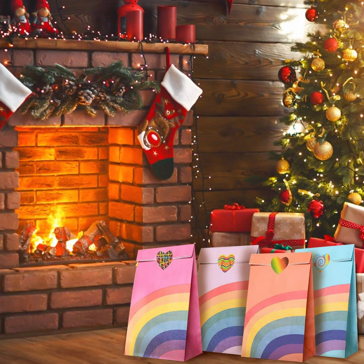 Gintan 40 Pcs Bolsa de Regalo, Bolsas Regalo Papel con Pegatina para Niños Suministros Fiesta de Cumpleaños