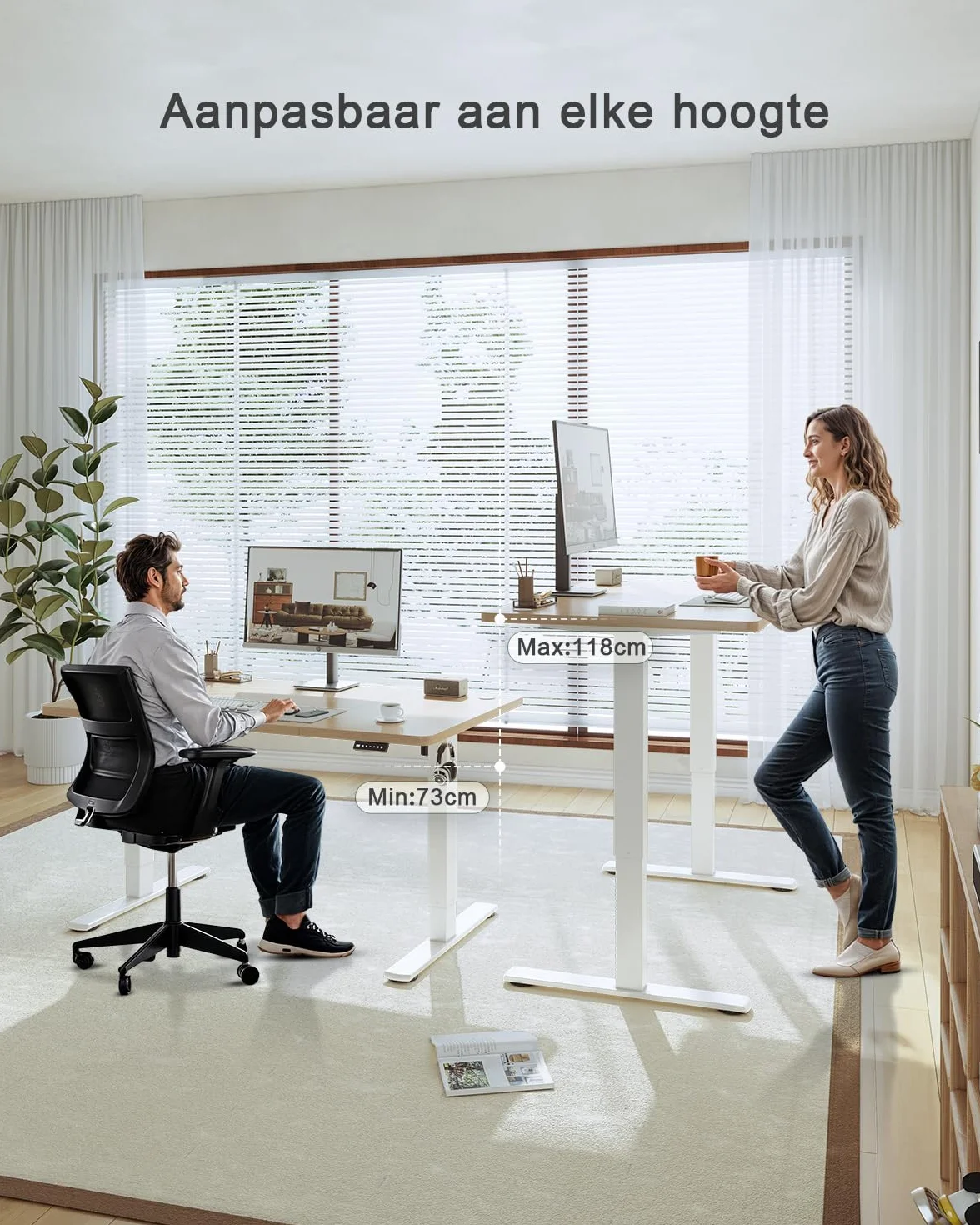 JUMMICO Escritorio Elevable Eléctrico con Cargador USB, Escritorio Regulable en Altura Ergonomica Escritorio de pie Ajustable Smart Panel con Funciones de Memoria, Standing Desk (Blanco, 140 * 60cm)