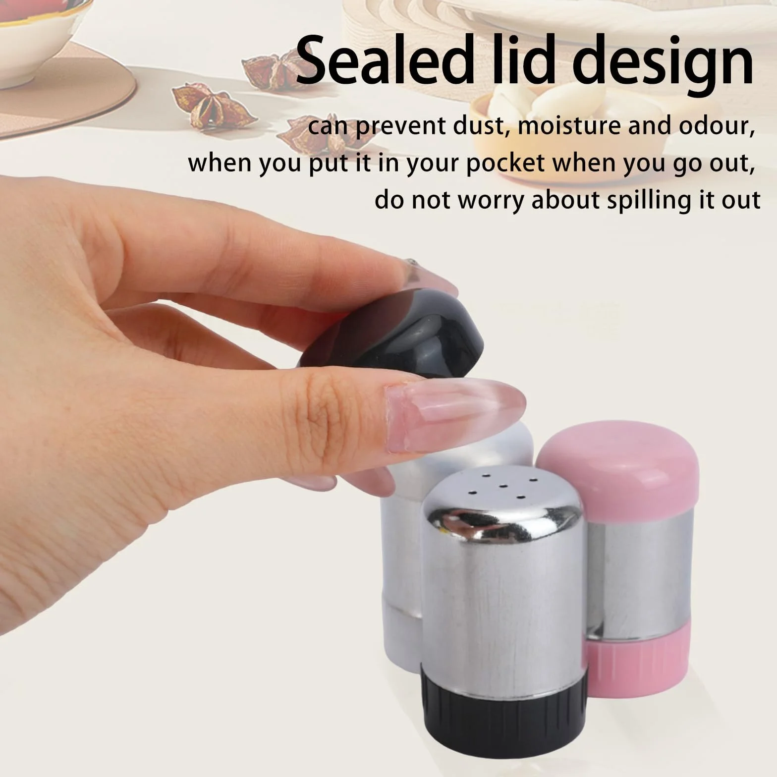 WRENYZK 3 unidades mini salero pequeño con tapa para viajes, acero inoxidable salero y pimentero pequeño con 5 agujeros para restaurantes, viajes, camping, bento box y barbacoa al aire libre