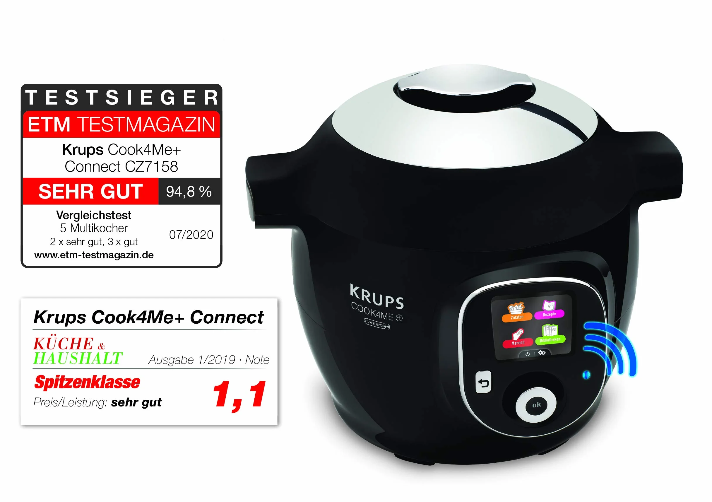 Krups CZ7158 Cook4Me+ Connect Robot de cocina 1600W olla a presión eléctrica 4 litros negro gris