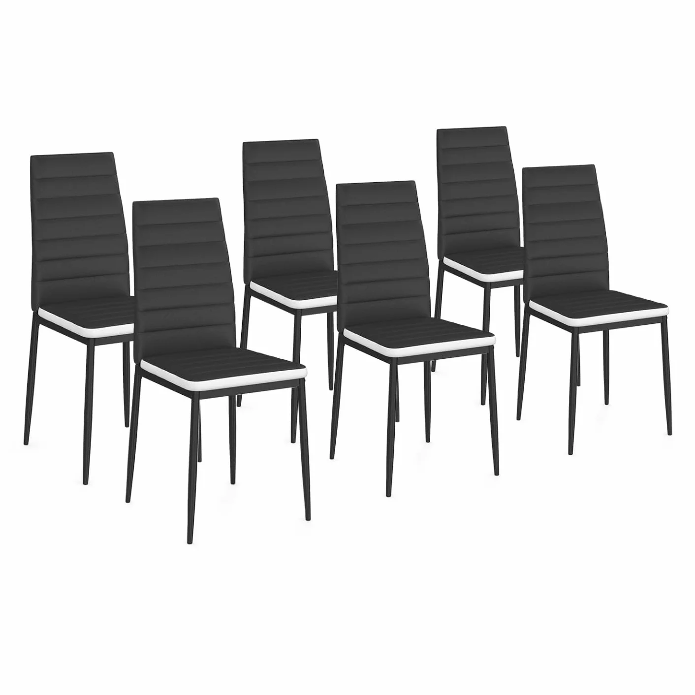 Juego de 6 sillas Romane negras diadema blanco para comedor