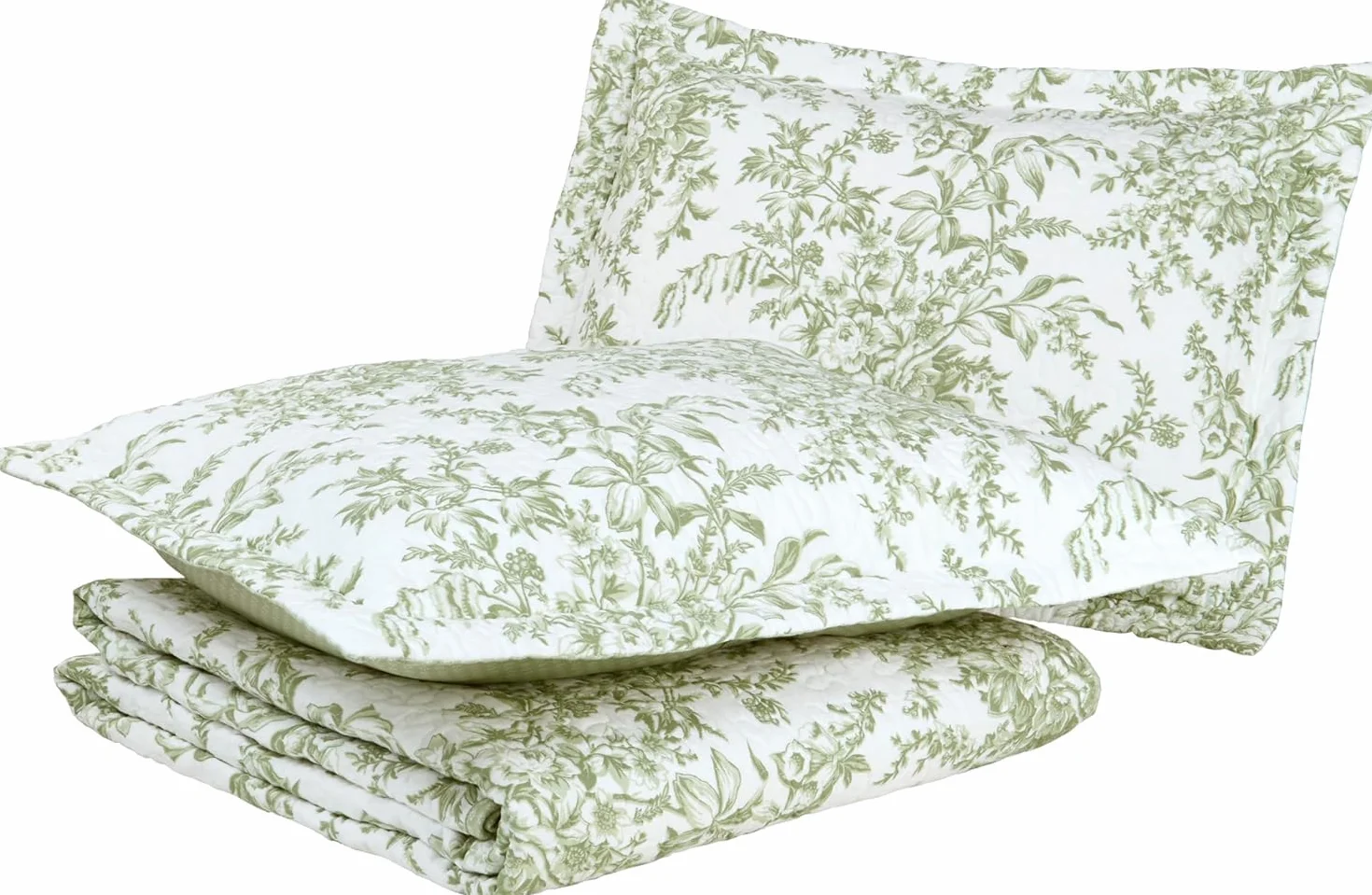 Laura Ashley - Juego de edredón King, Ropa de Cama Reversible de algodón con Fundas a Juego, decoración Ligera para el hogar para Todas Las Estaciones (Bedford Verde/Blanquecino, King)